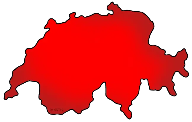 Red Outline Map of Switzerland
