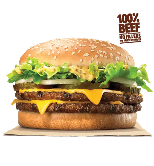 Triple Cheeseburger with Crisp Lettuce and Onions