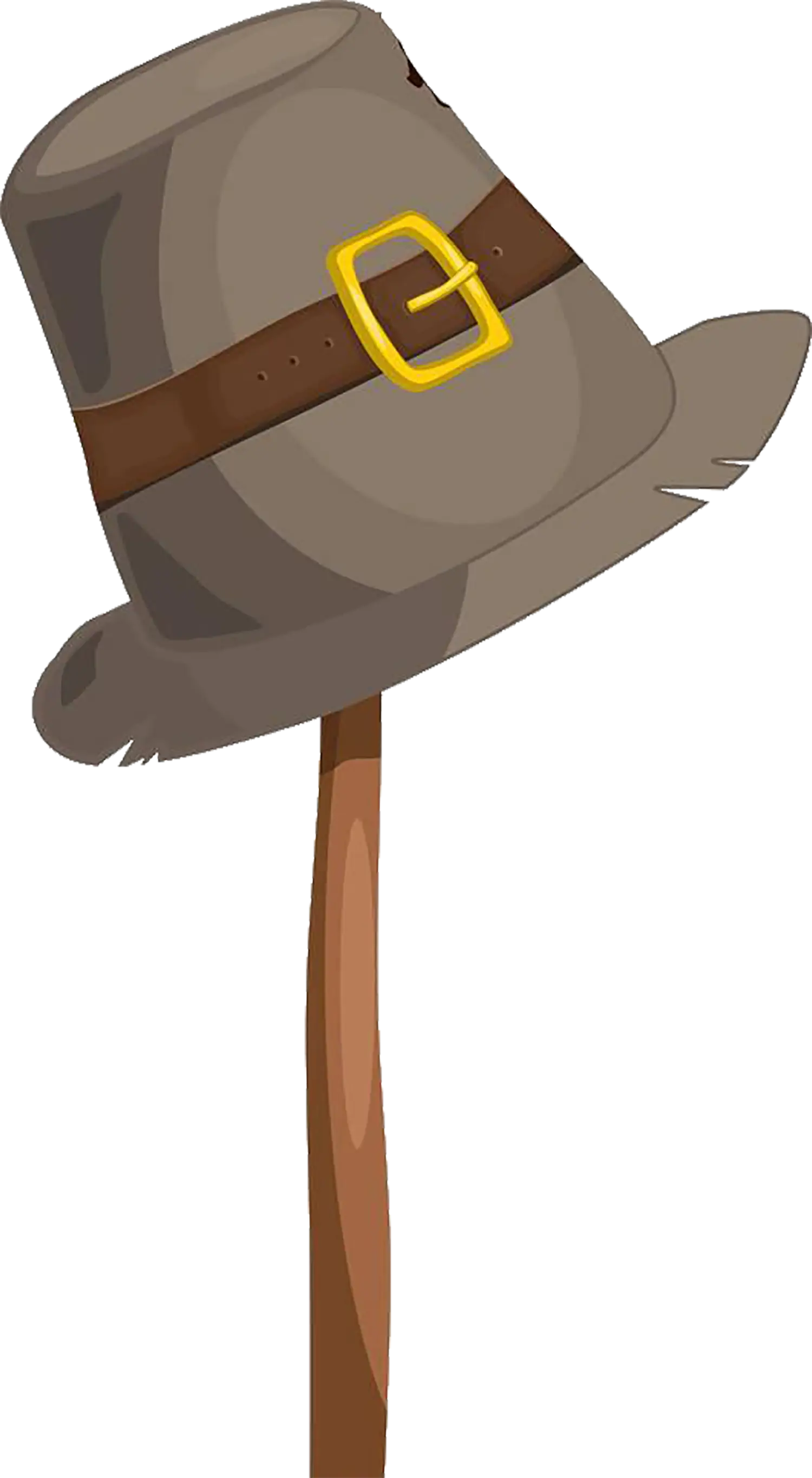 Brown Hat on Stick with Belt