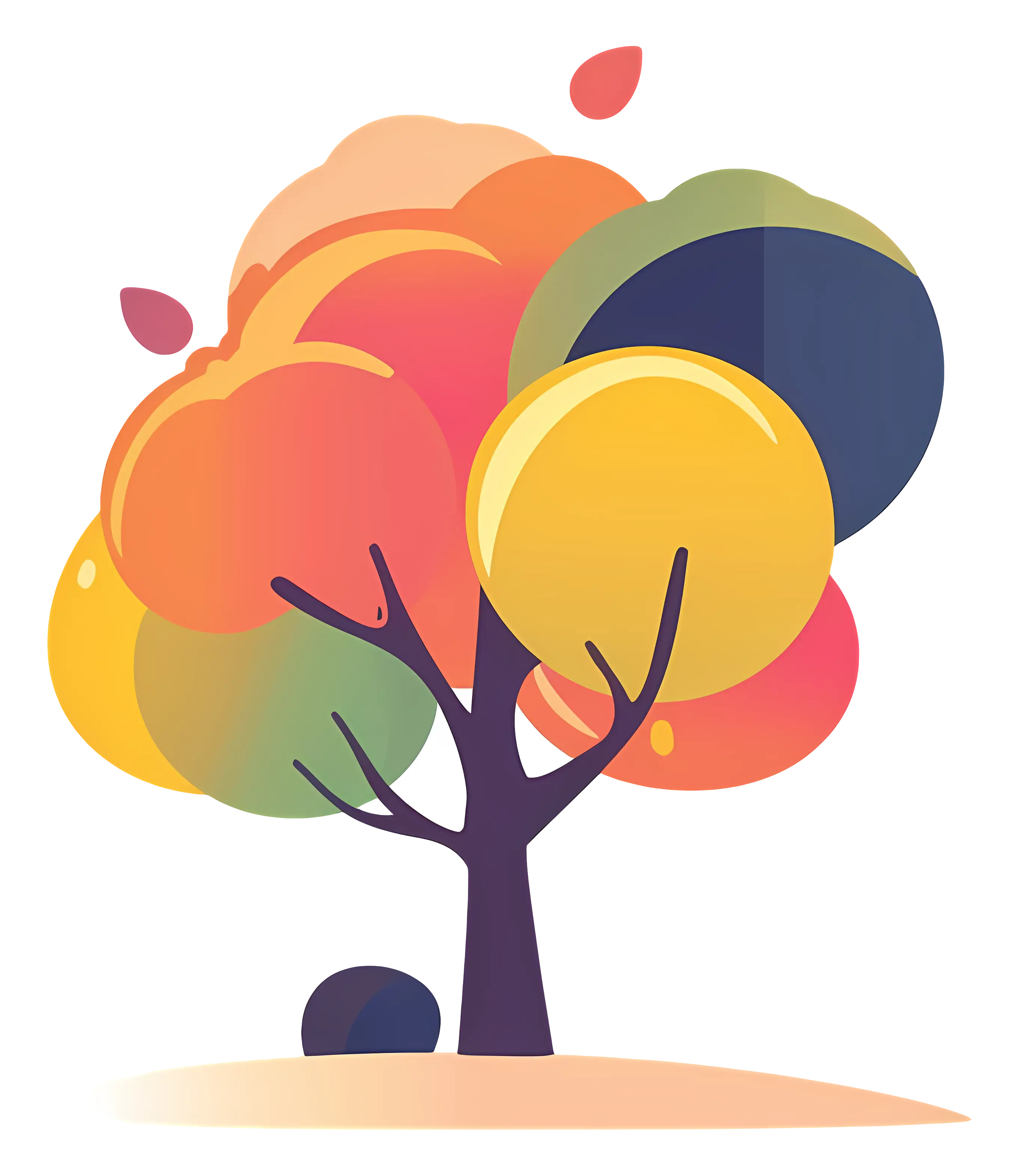 Cartoon Autumn Tree with Colorful Foliage