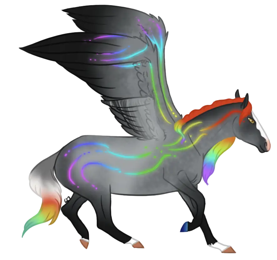 Rainbow-Winged Mythical Pegasus
