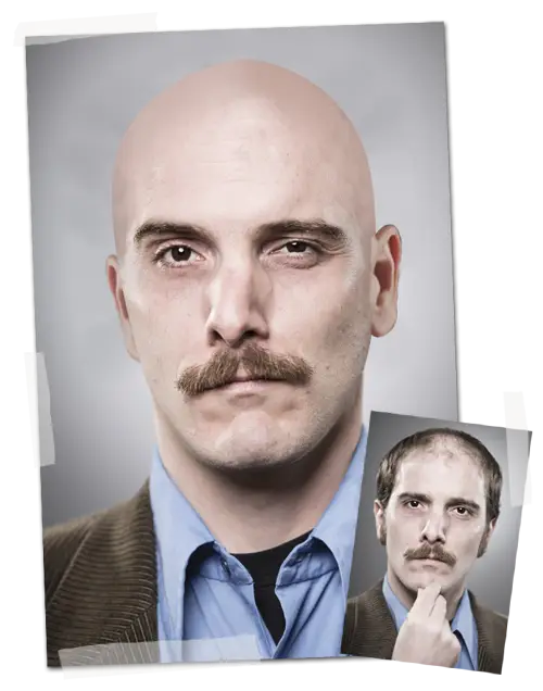 Bald Man with Mustache Portrait