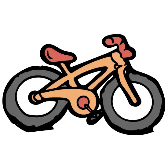 Cartoon Bicycle with Bold Orange Frame