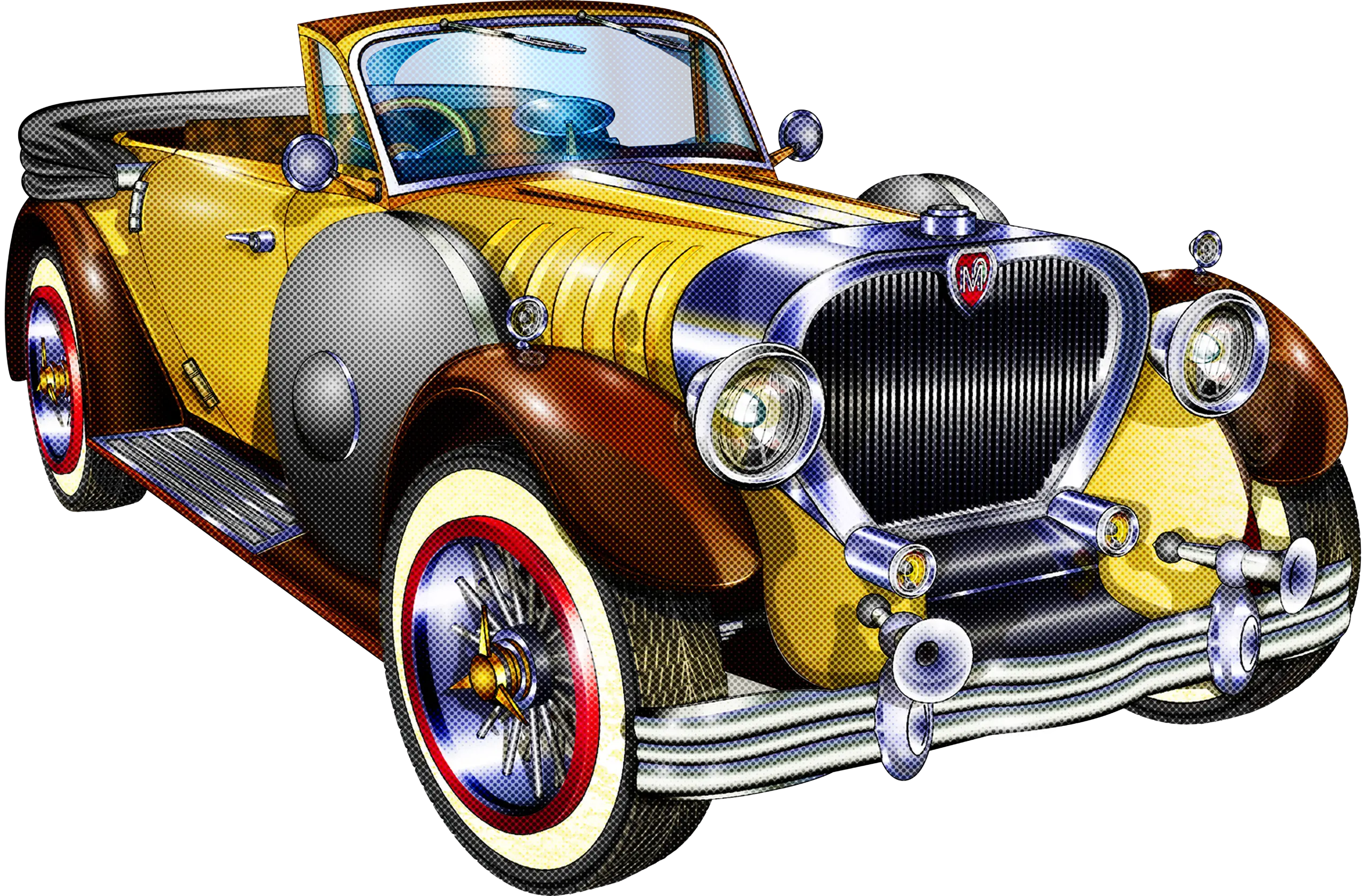 Classic Vintage Yellow and Brown Car