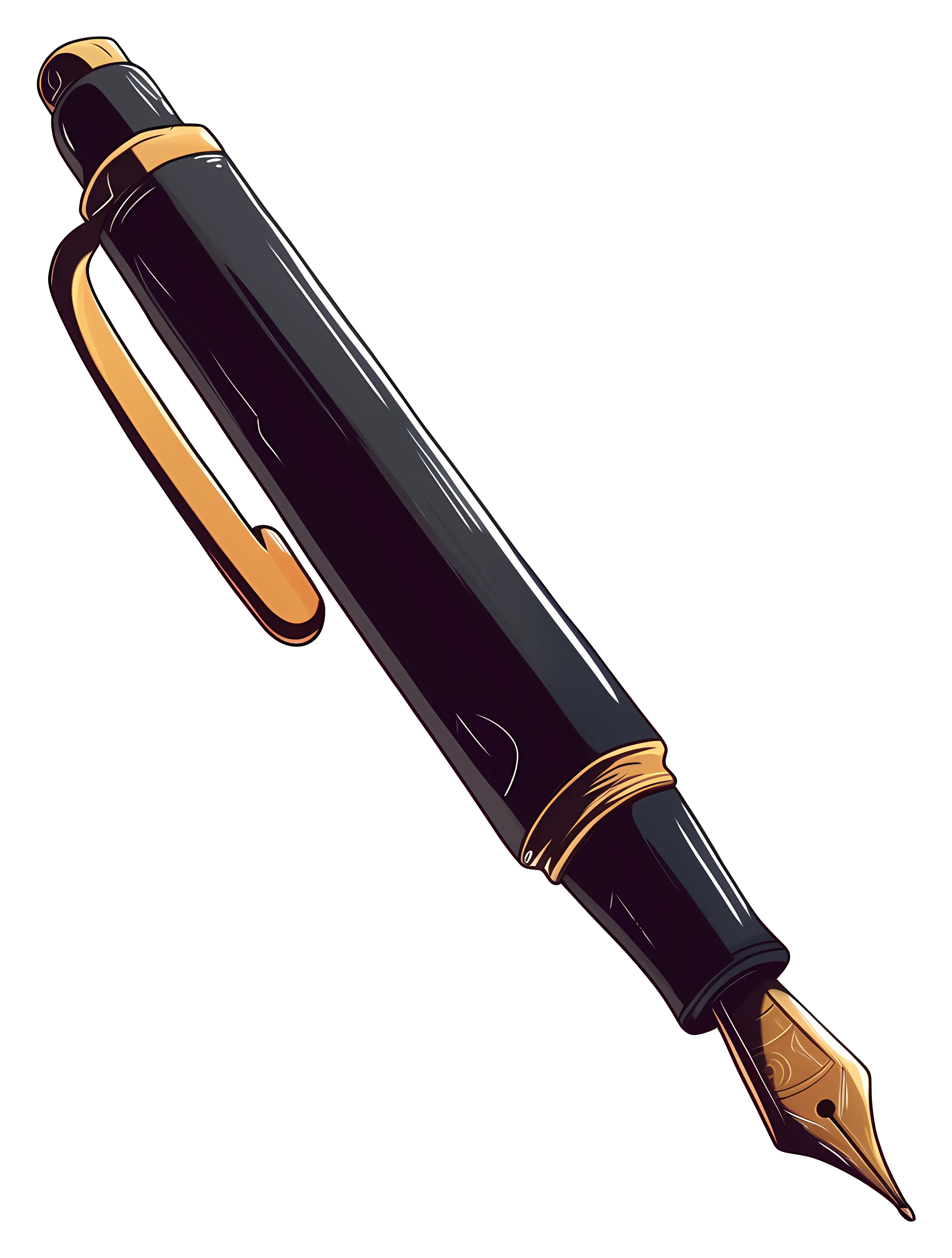Classic Black Fountain Pen with Golden Details