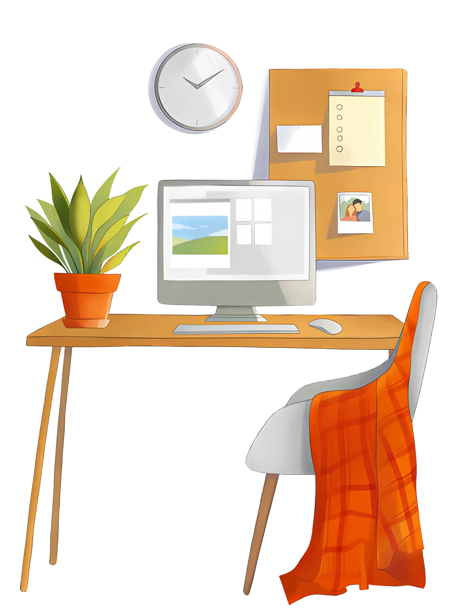 Organized Office Desk with Computer
