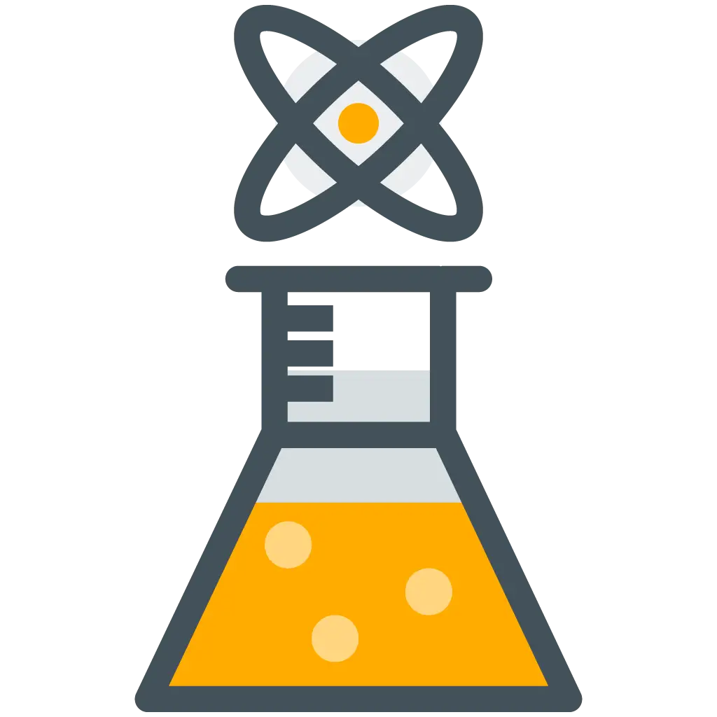 Science Beaker with Atom Symbol