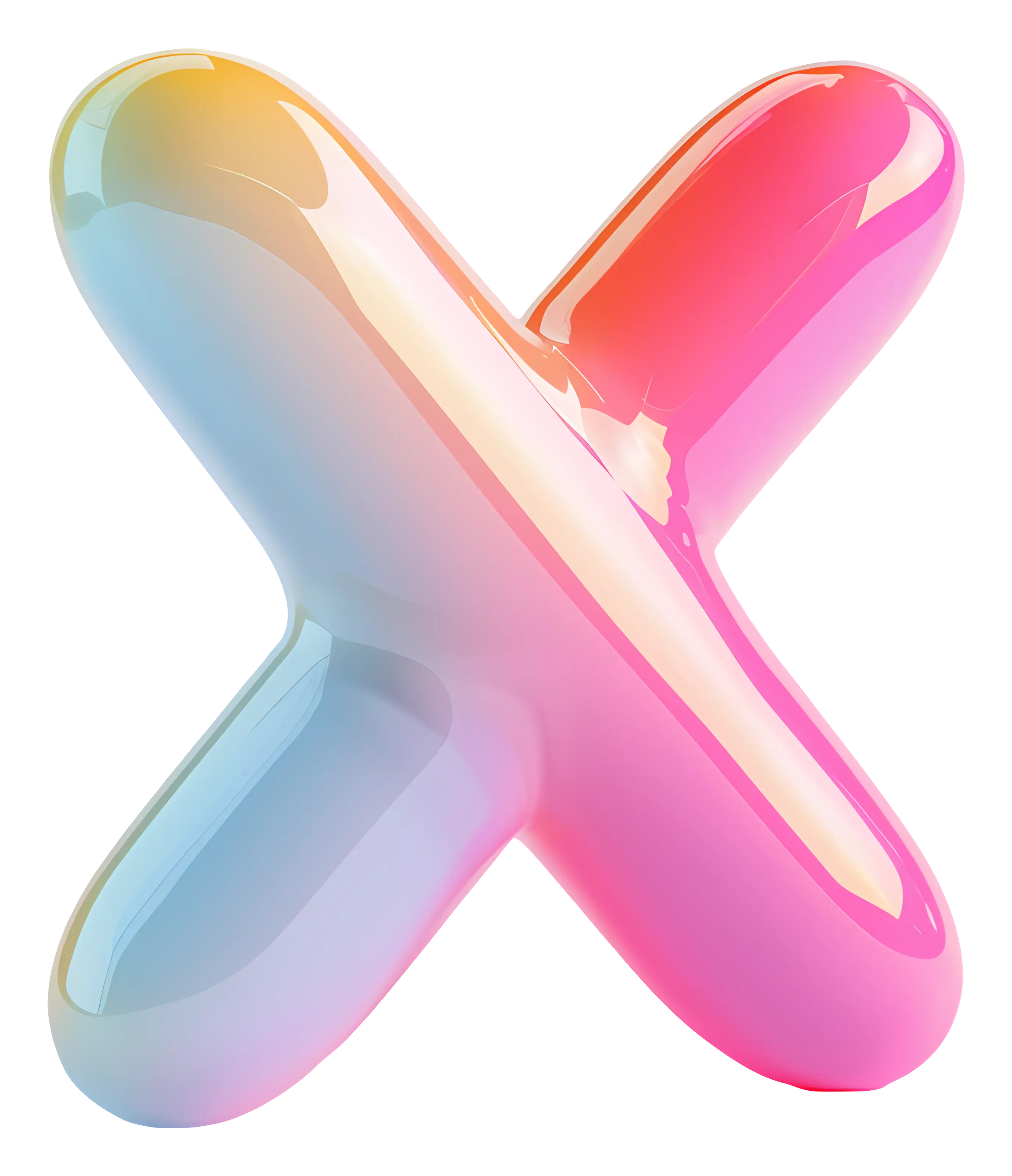 Colorful Gradient Letter X in 3D Style