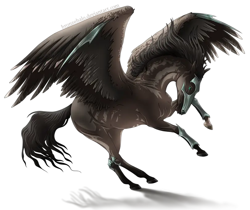 Dark Fantasy Winged Horse Illustration