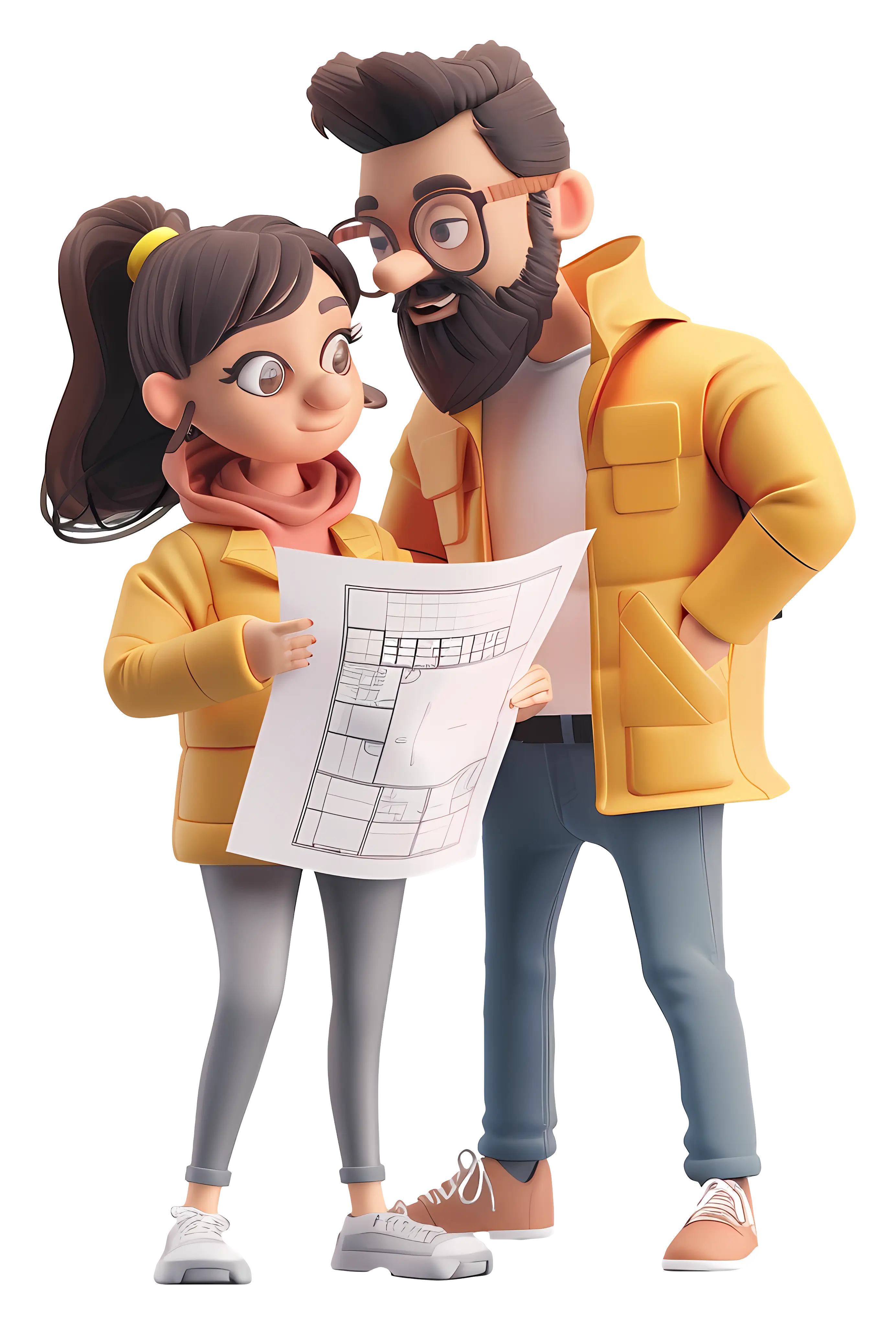 Cartoon Couple Planning
