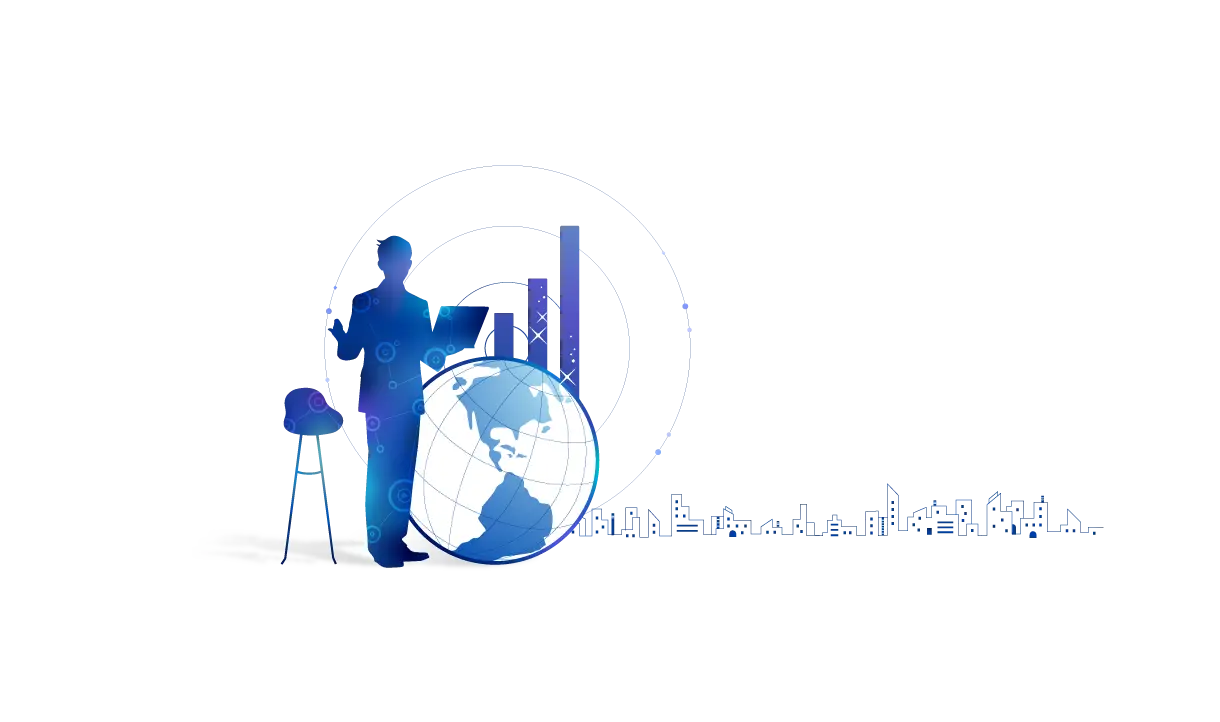 Businessman with Global Presentation