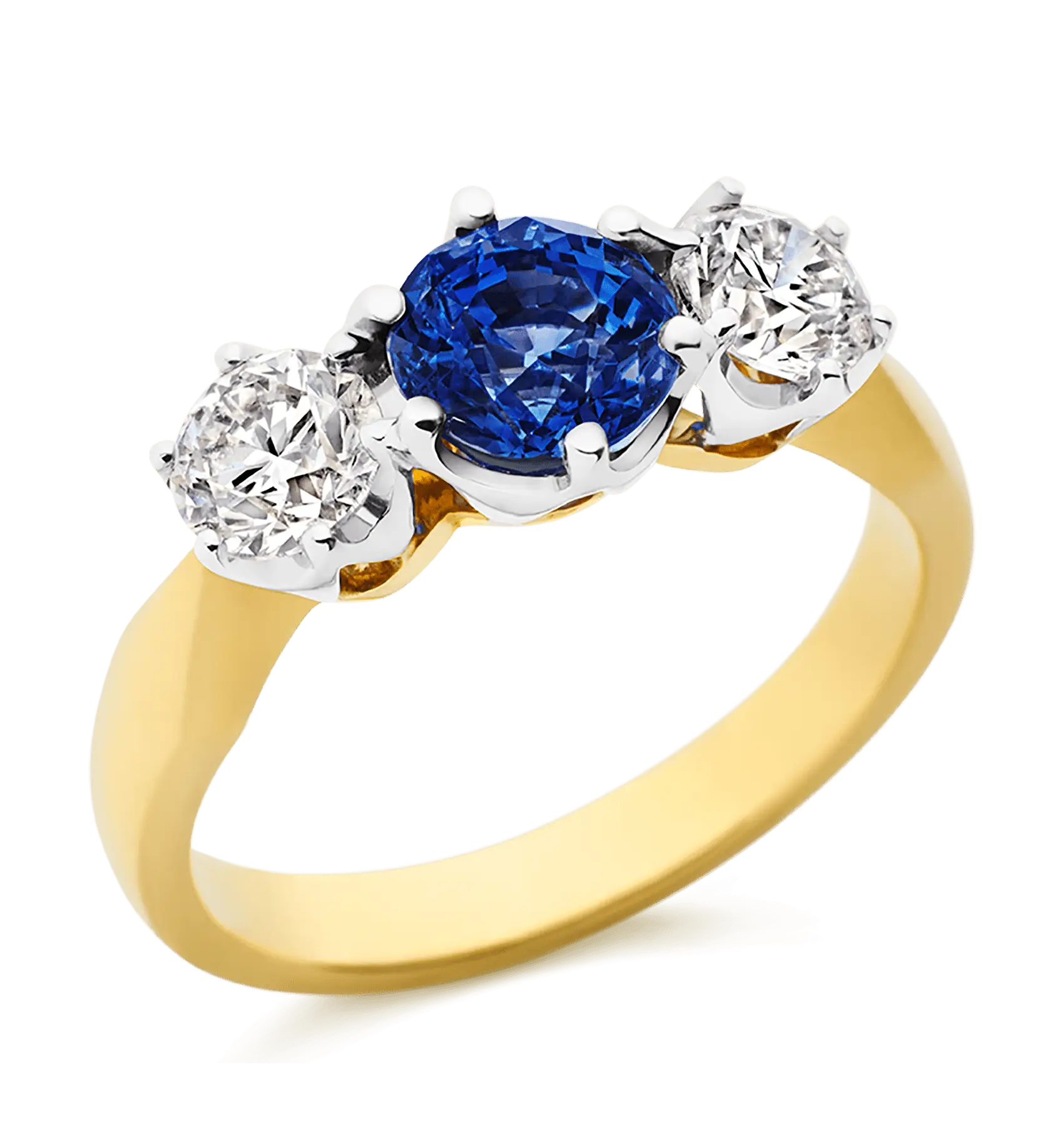 Elegant Gold Ring with Sapphire and Diamonds