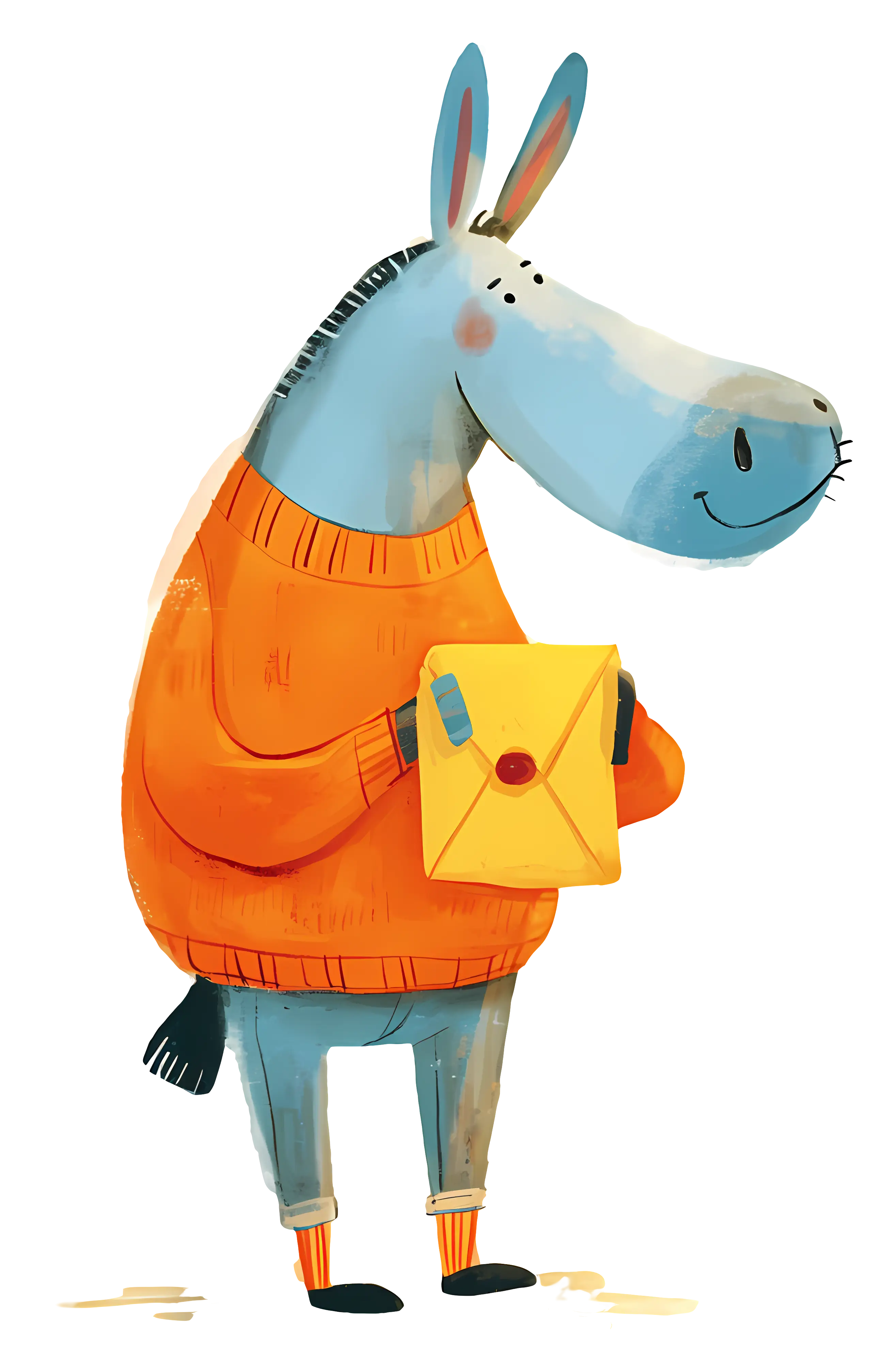 Cartoon Donkey Holding Envelope