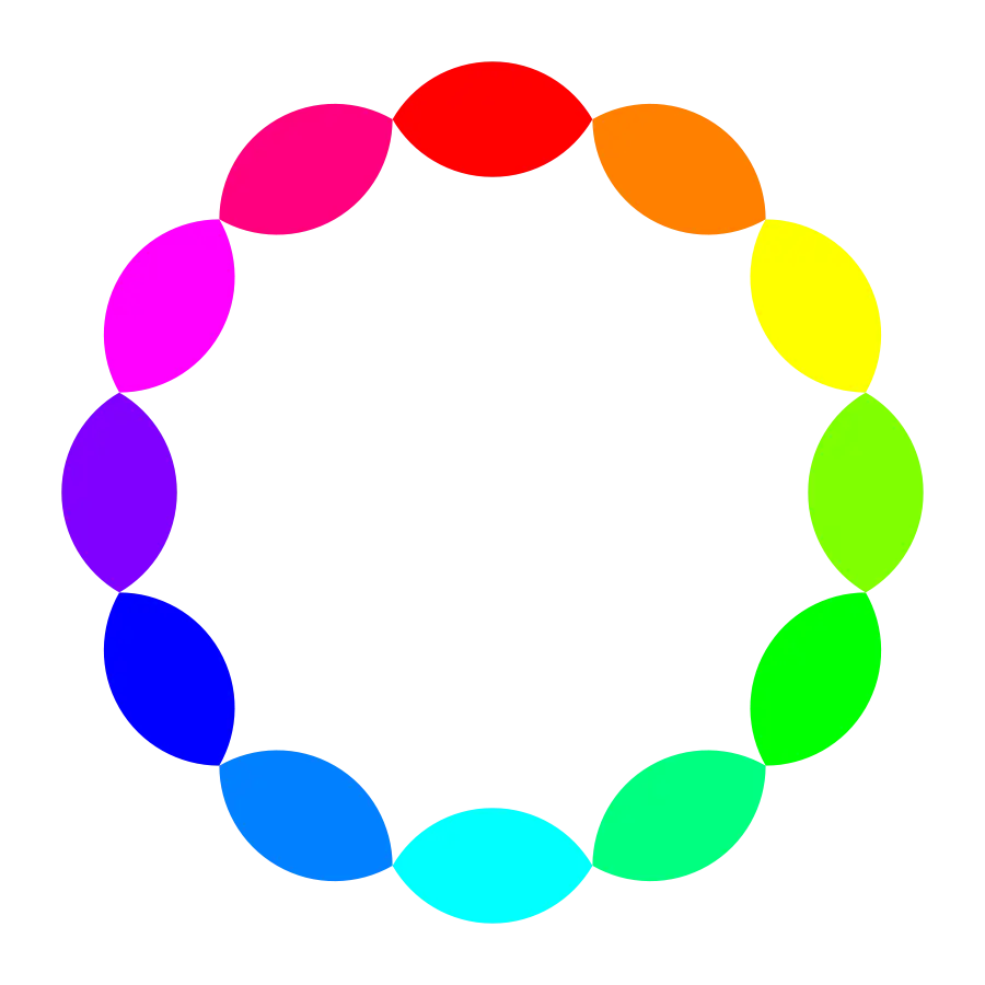 Bright Color Wheel with Rainbow Shades