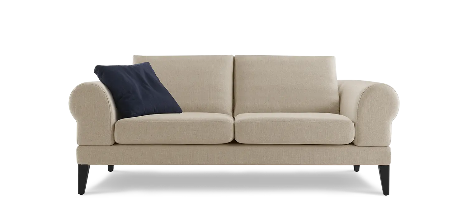 Beige Sofa with Blue Cushion