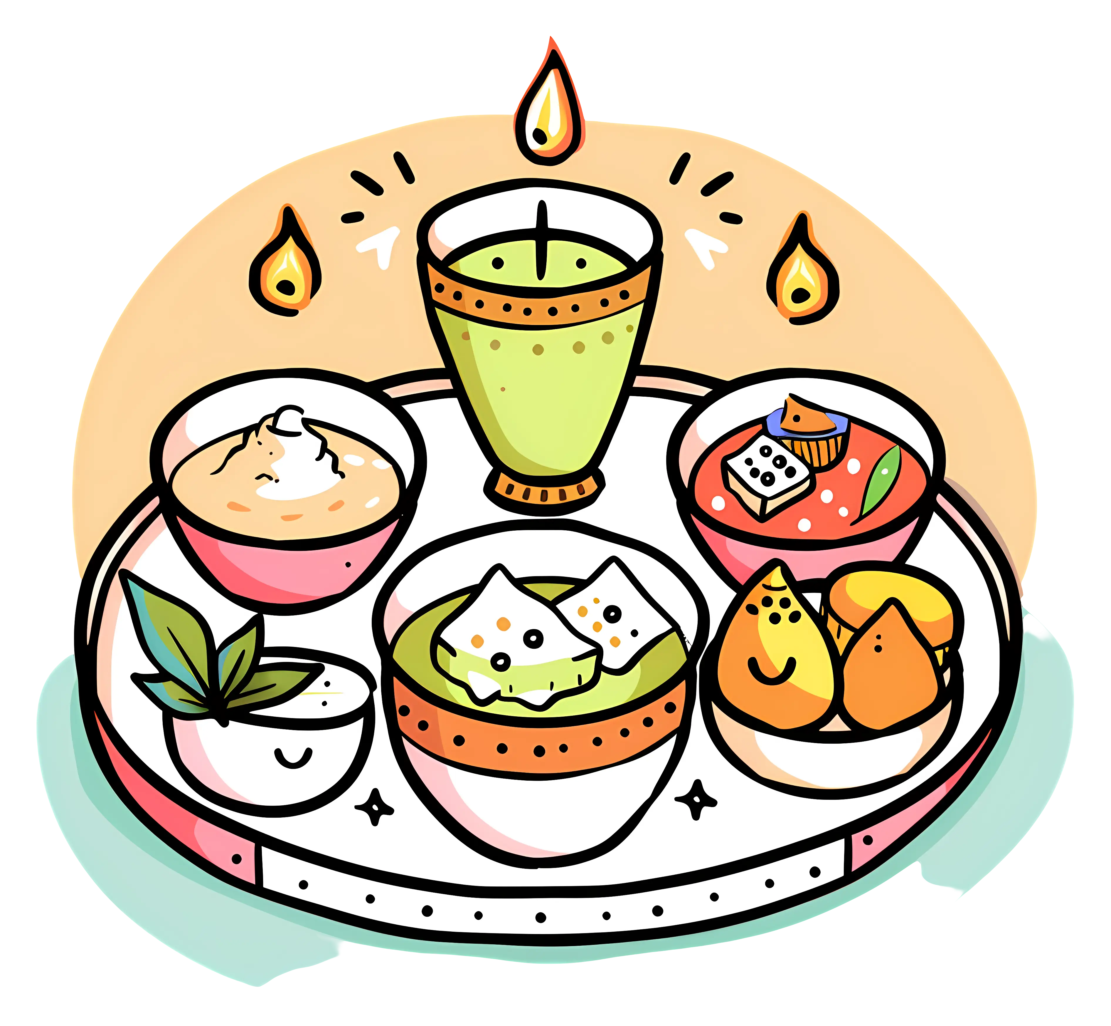 Colorful Food Platter with Candle