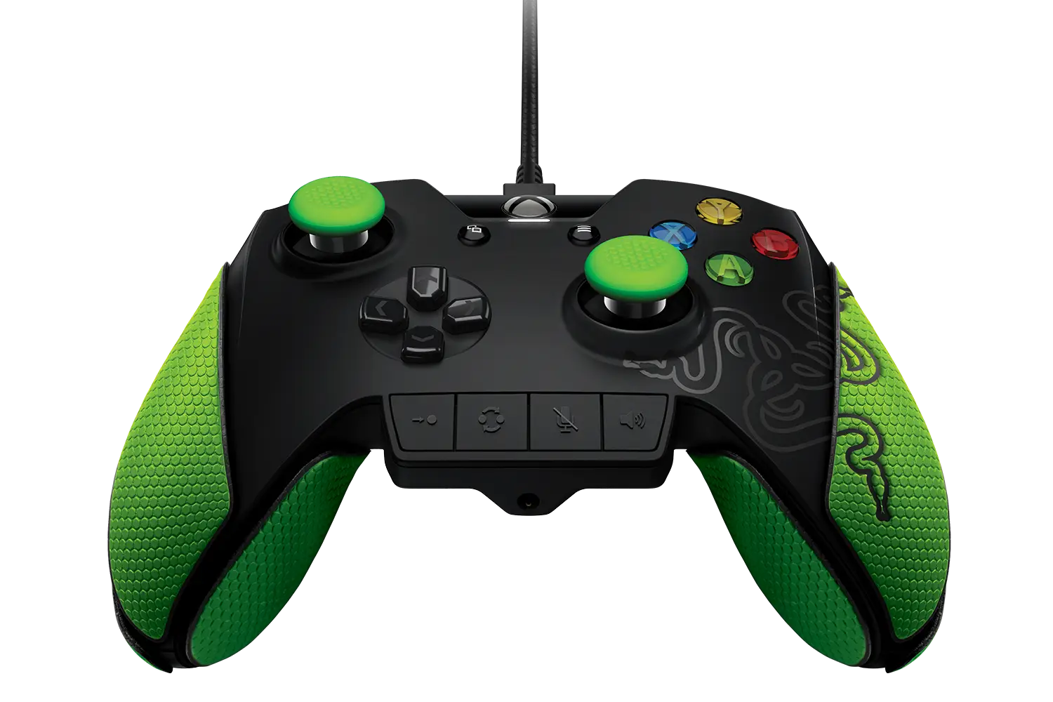 Green and Black Wired Gaming Controller