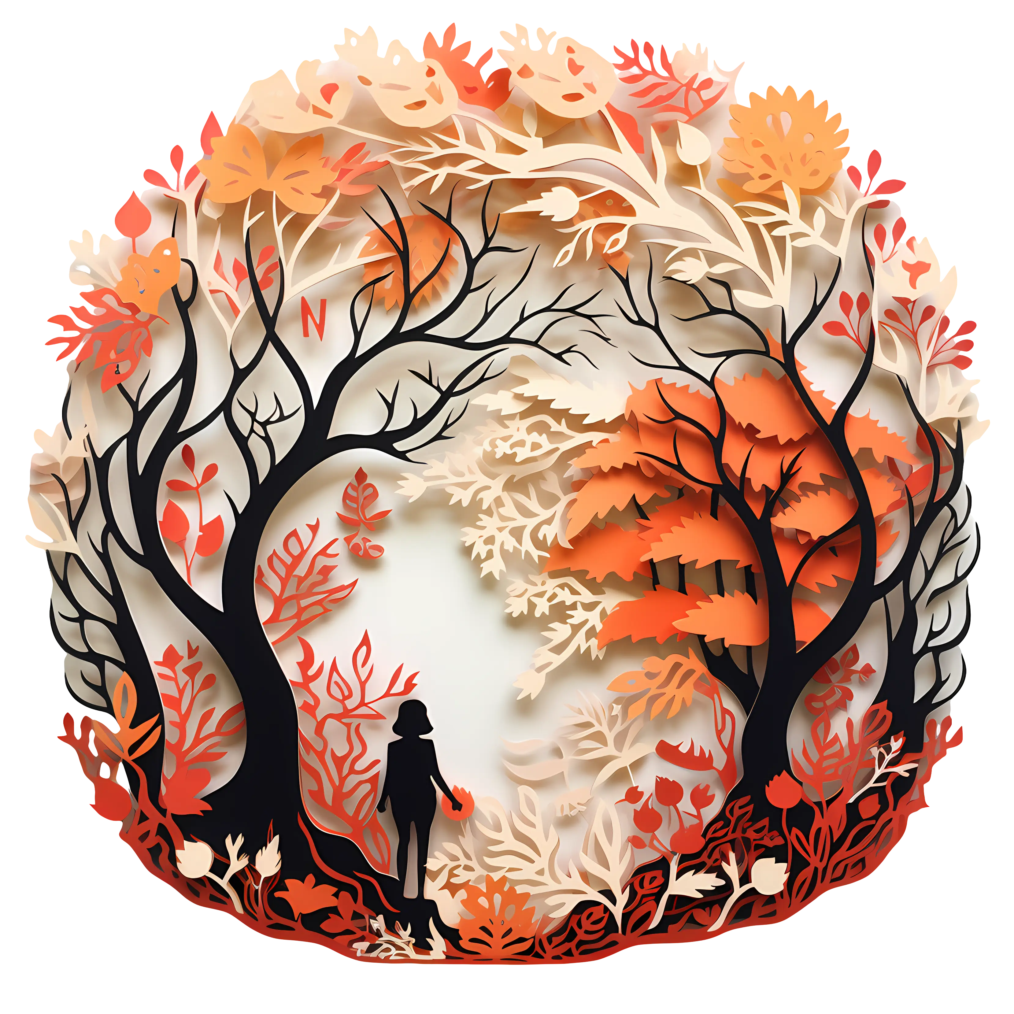 Silhouette in Autumn Forest