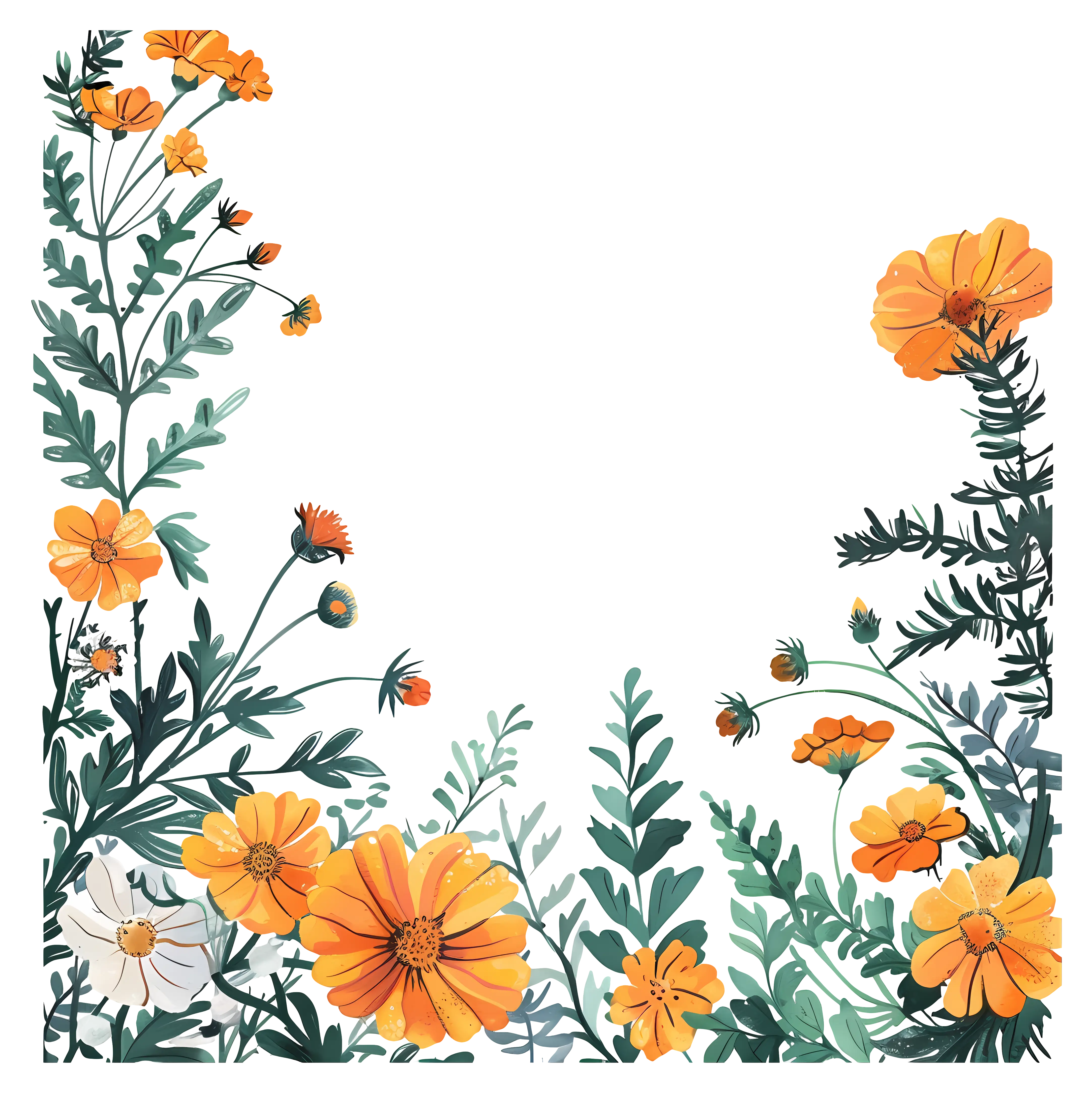 Beautiful Orange Flowers with Green Leaves