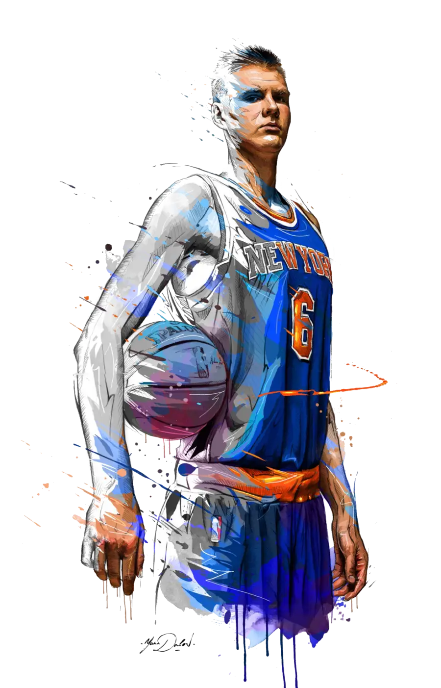 Basketball Player in New York Jersey
