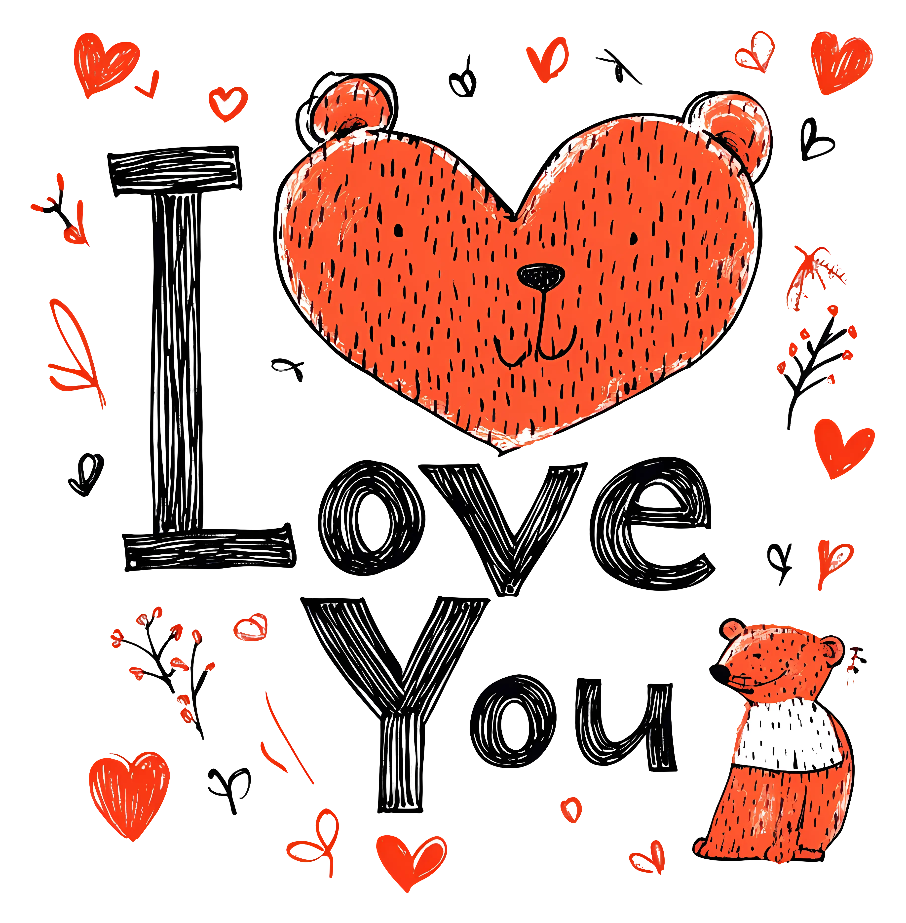 Cute Heart Bear with Love Message