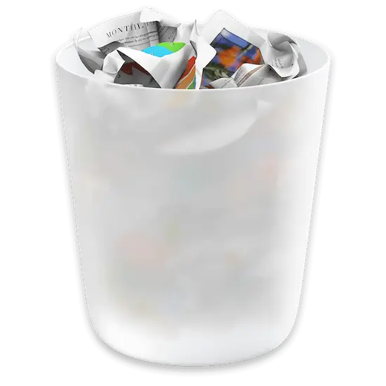 White Trash Bin with Crumpled Newspaper