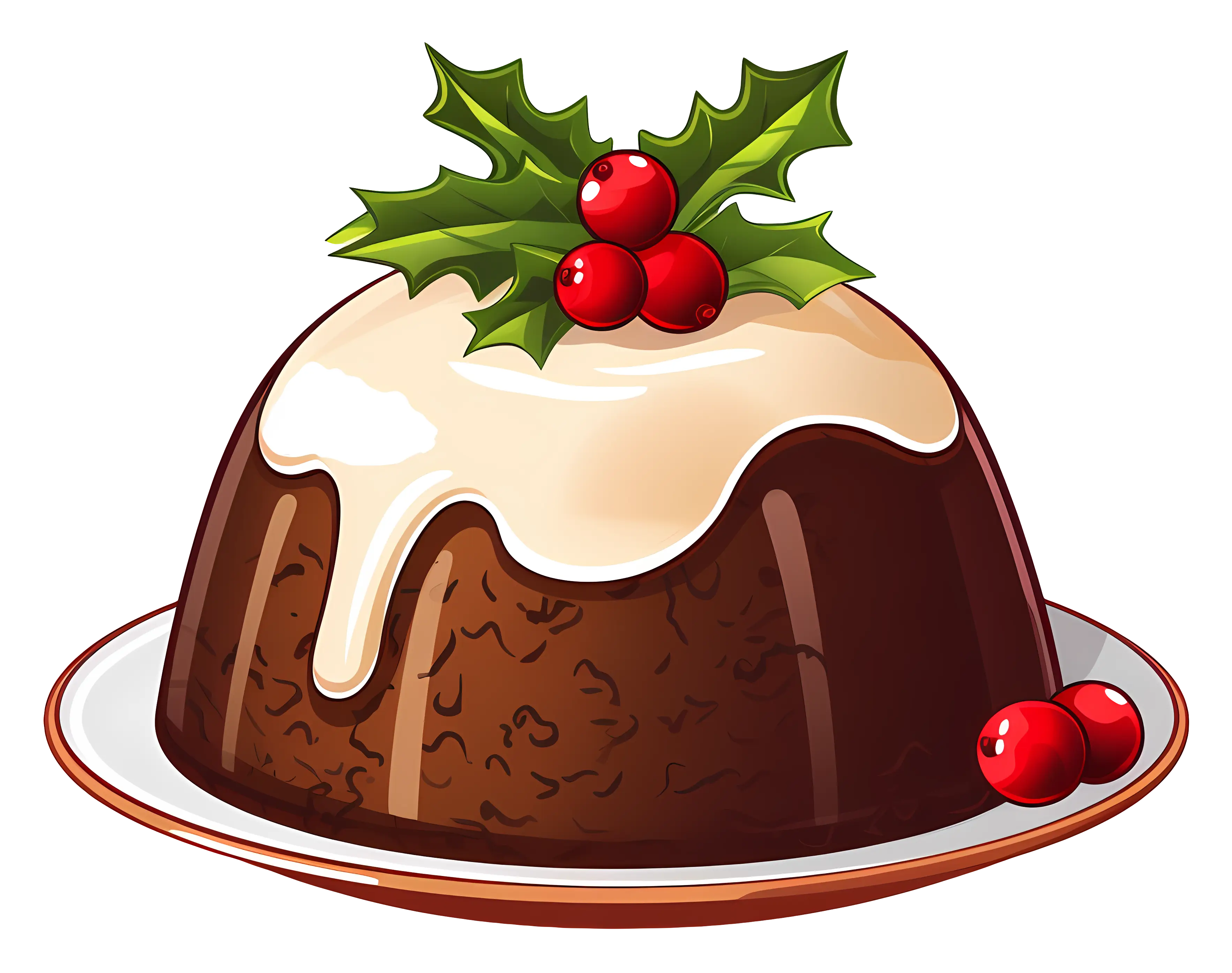 Christmas Pudding with Holly Decoration