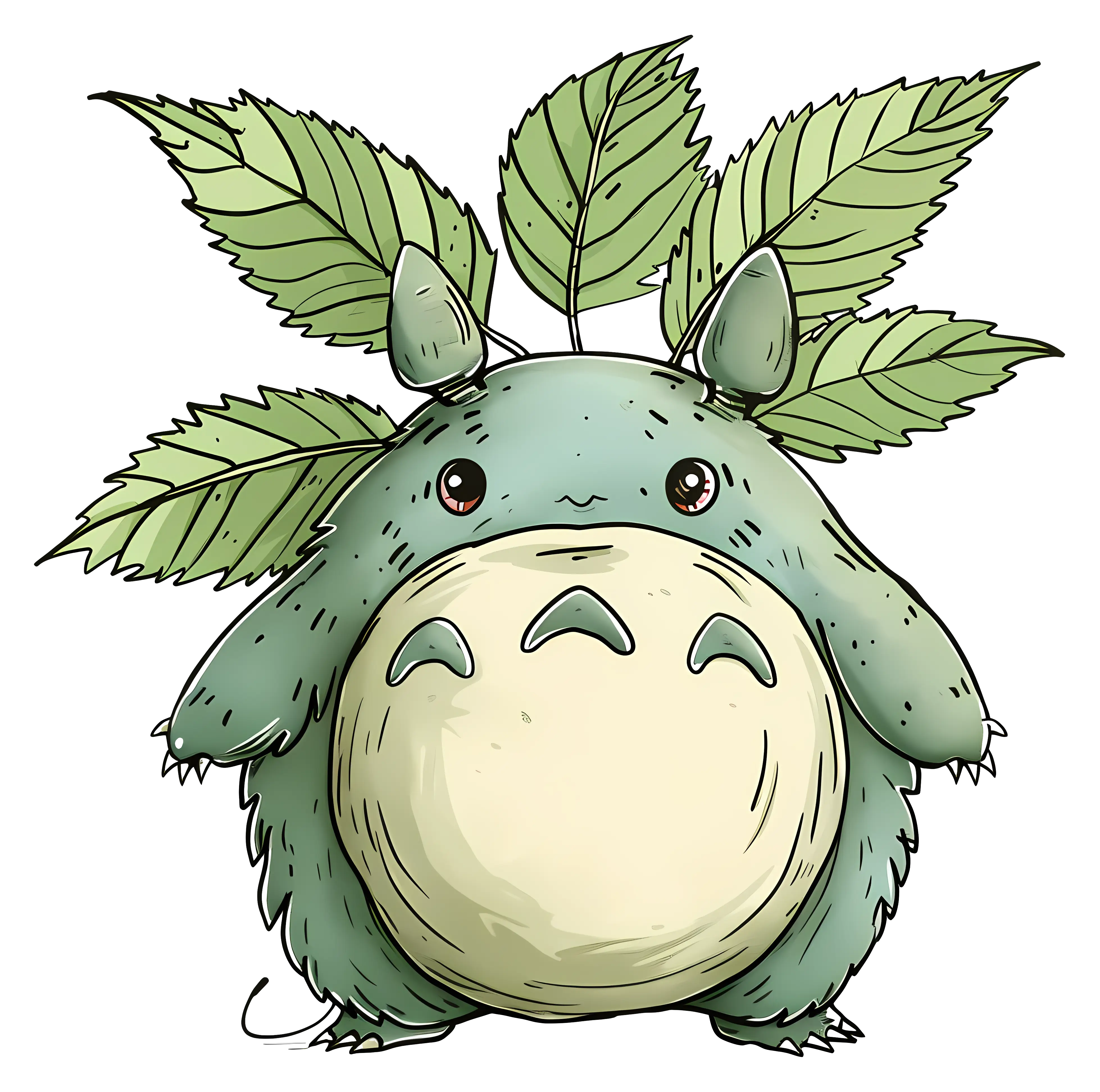 Totoro with Leaf Hat