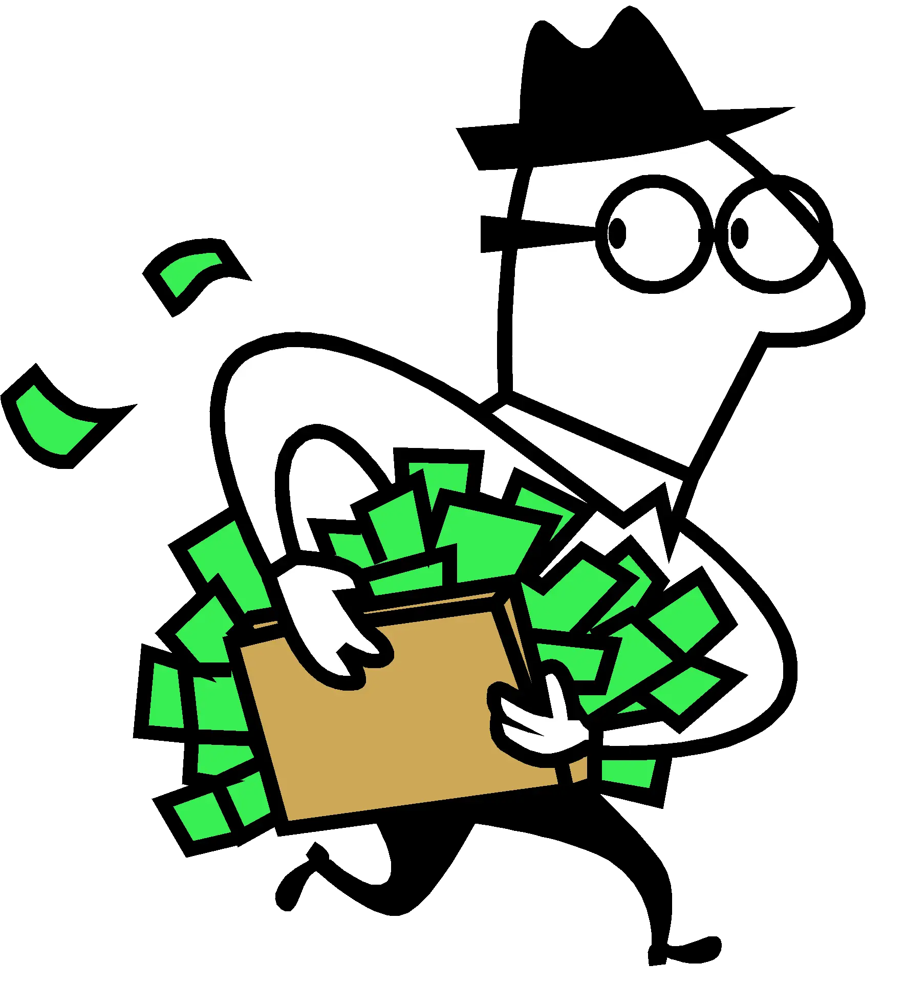 Cartoon Thief Running with Money