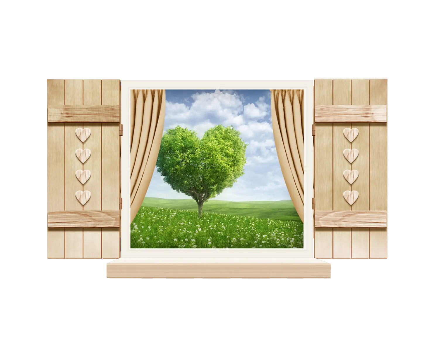 Heart-Shaped Tree View from Window