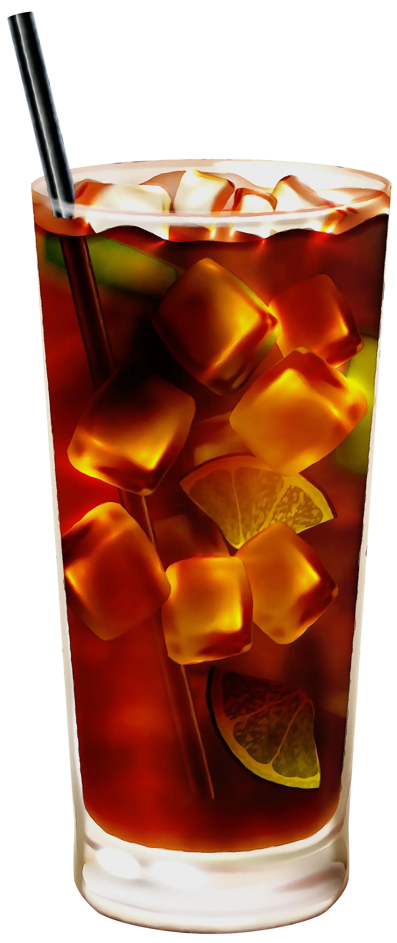 Iced Drink in Glass with Ice Cubes