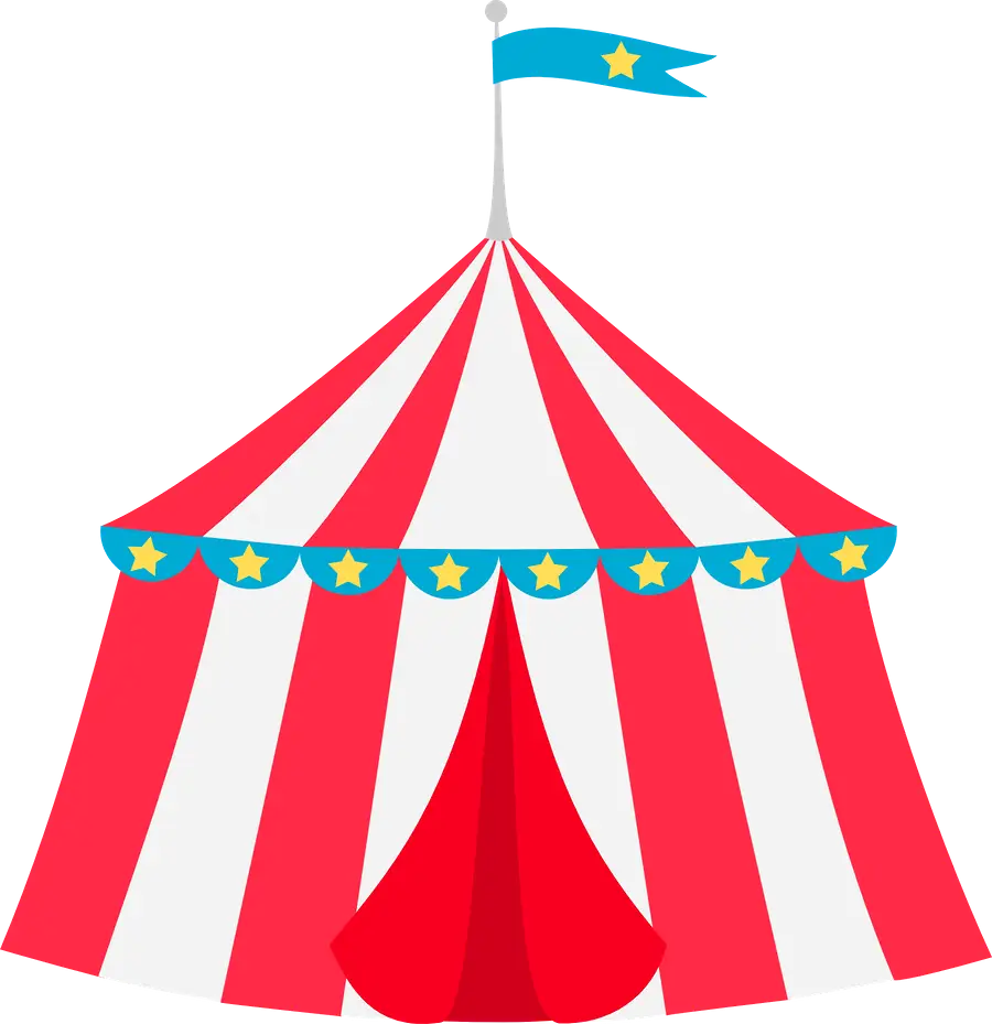 Red and White Circus Tent Illustration