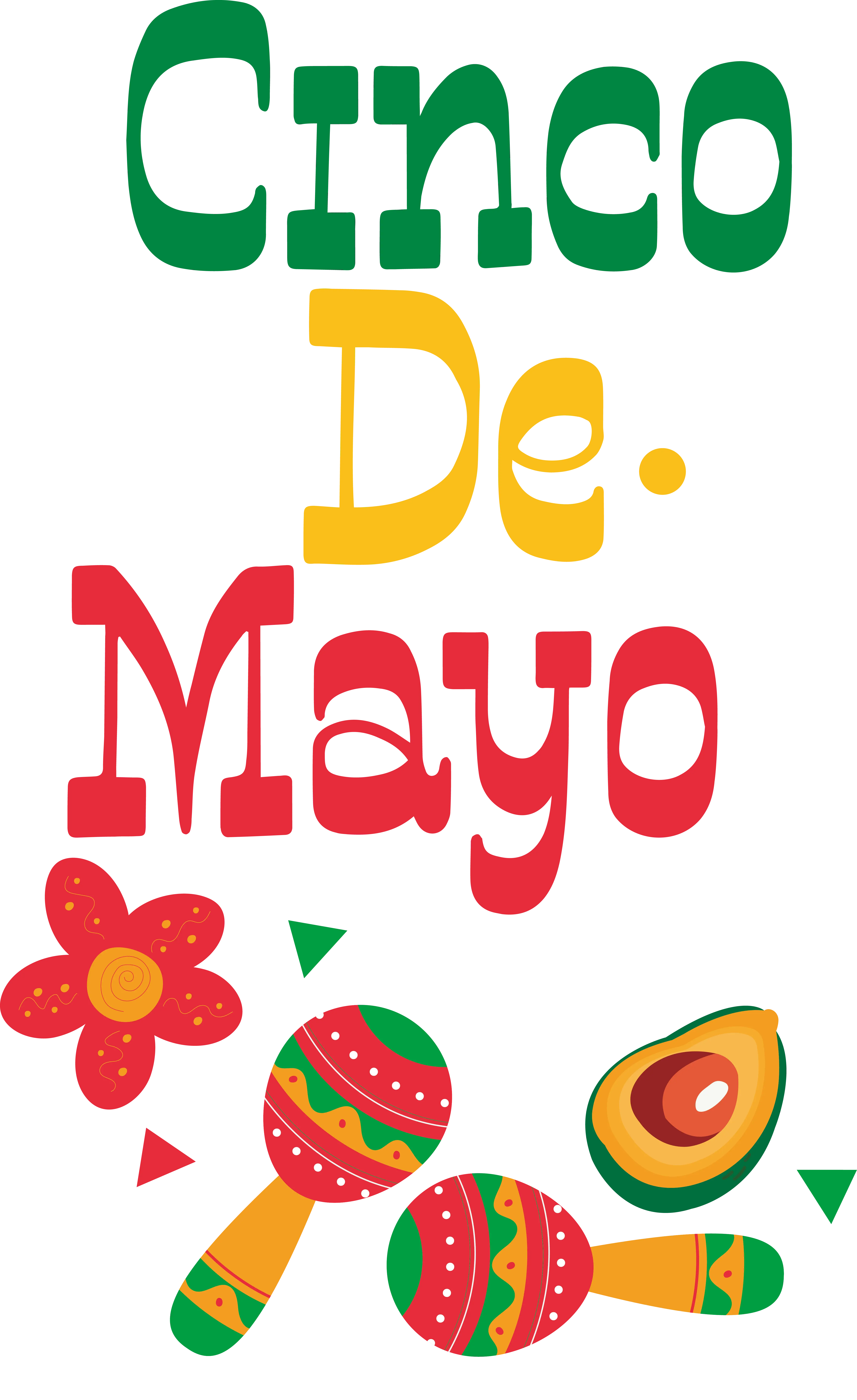 Cinco de Mayo Design Featuring Maracas and Avocado