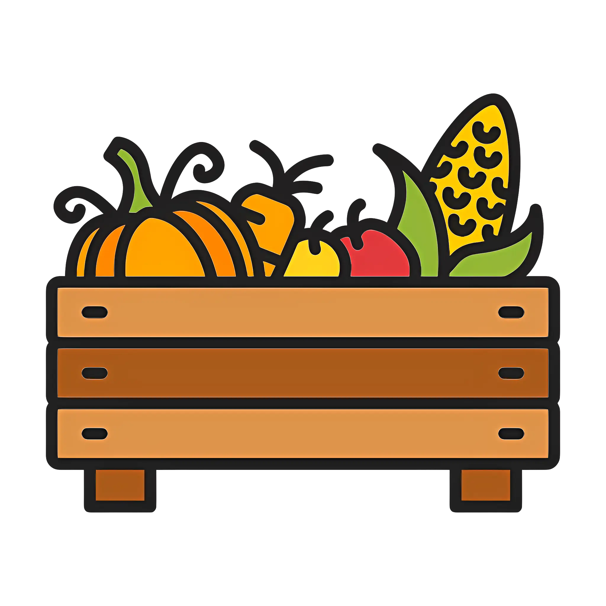 Harvest Basket with Vegetables and Fruits
