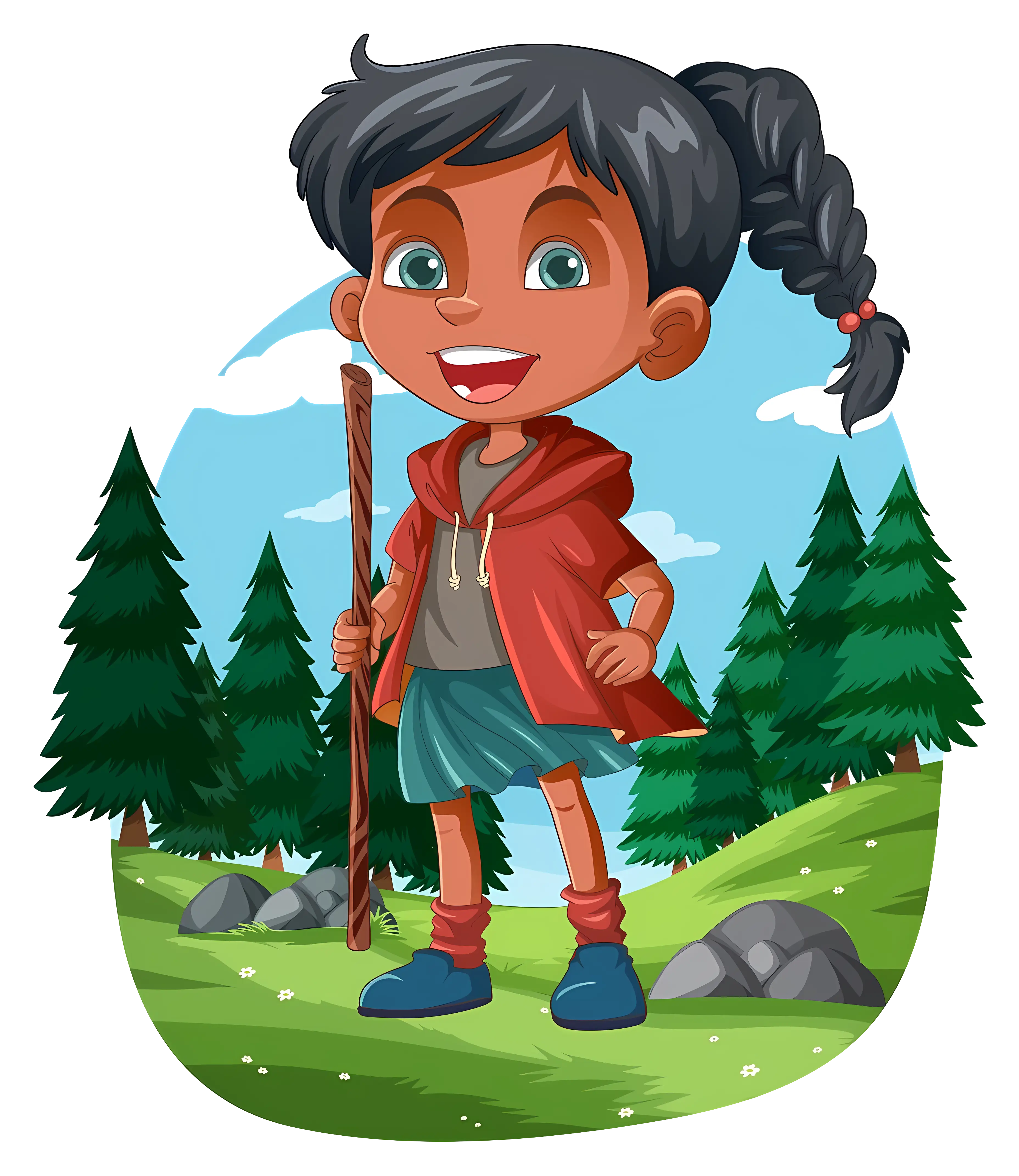 Hiking Girl in the Forest