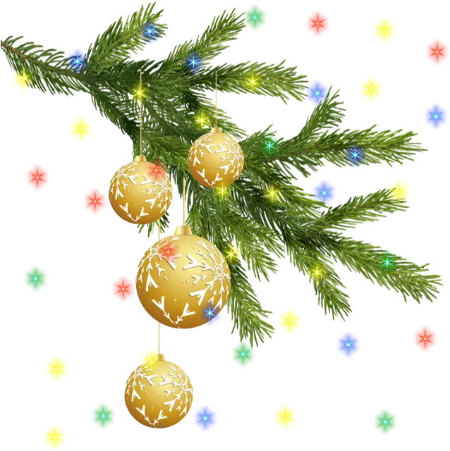 Christmas Tree with Golden Ornaments