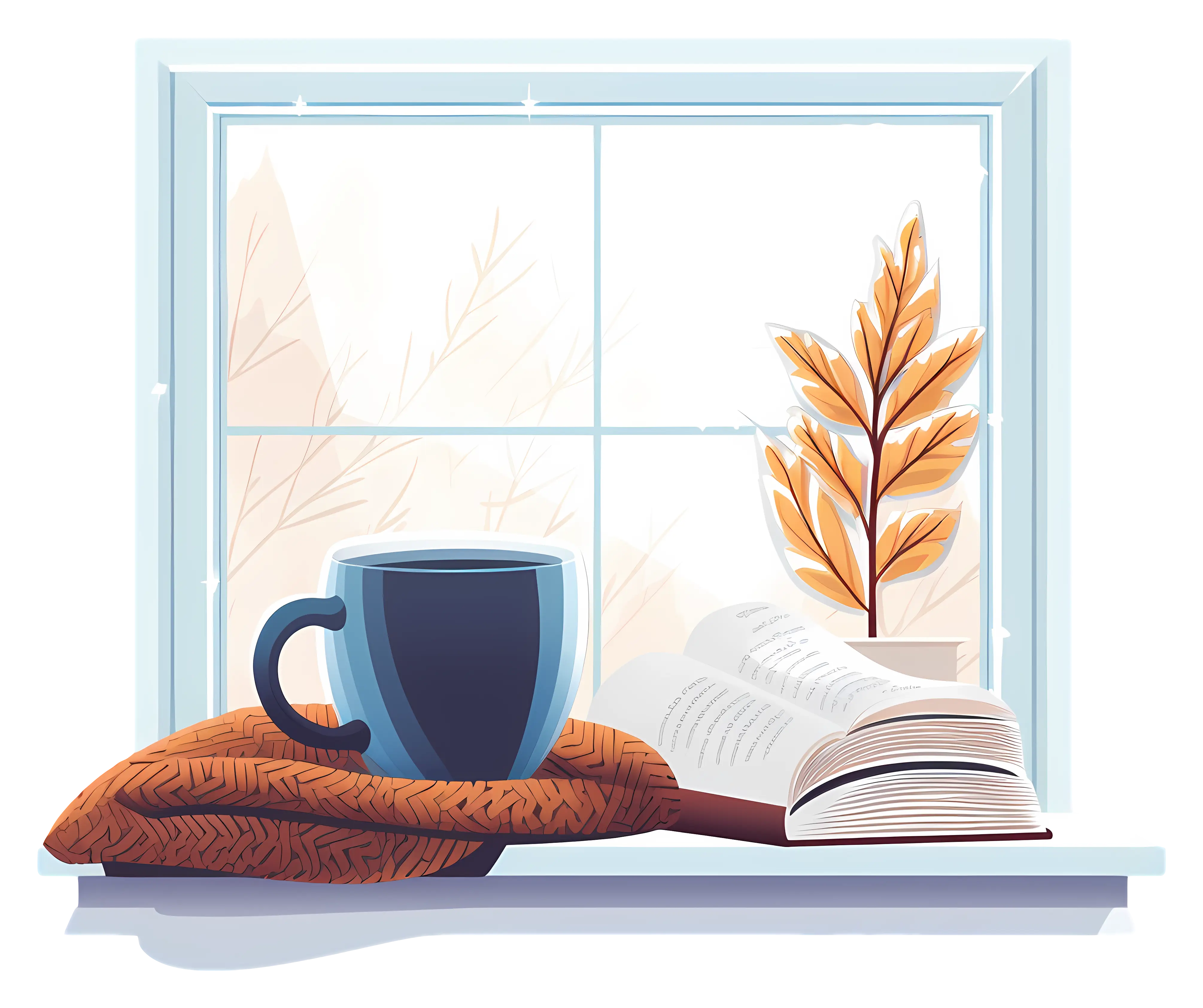 Cozy Window Scene with Coffee and Book