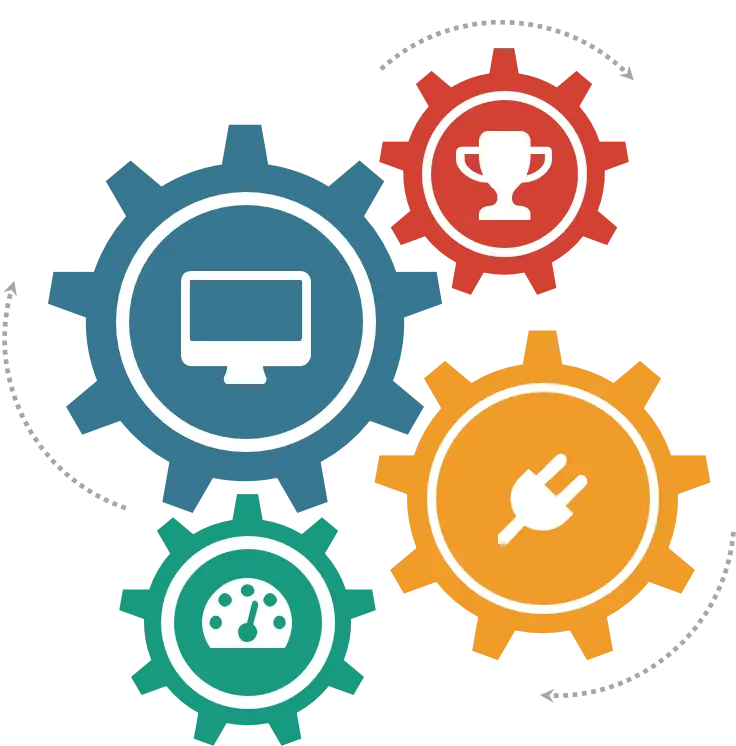 Colorful Gears with Technology Icons