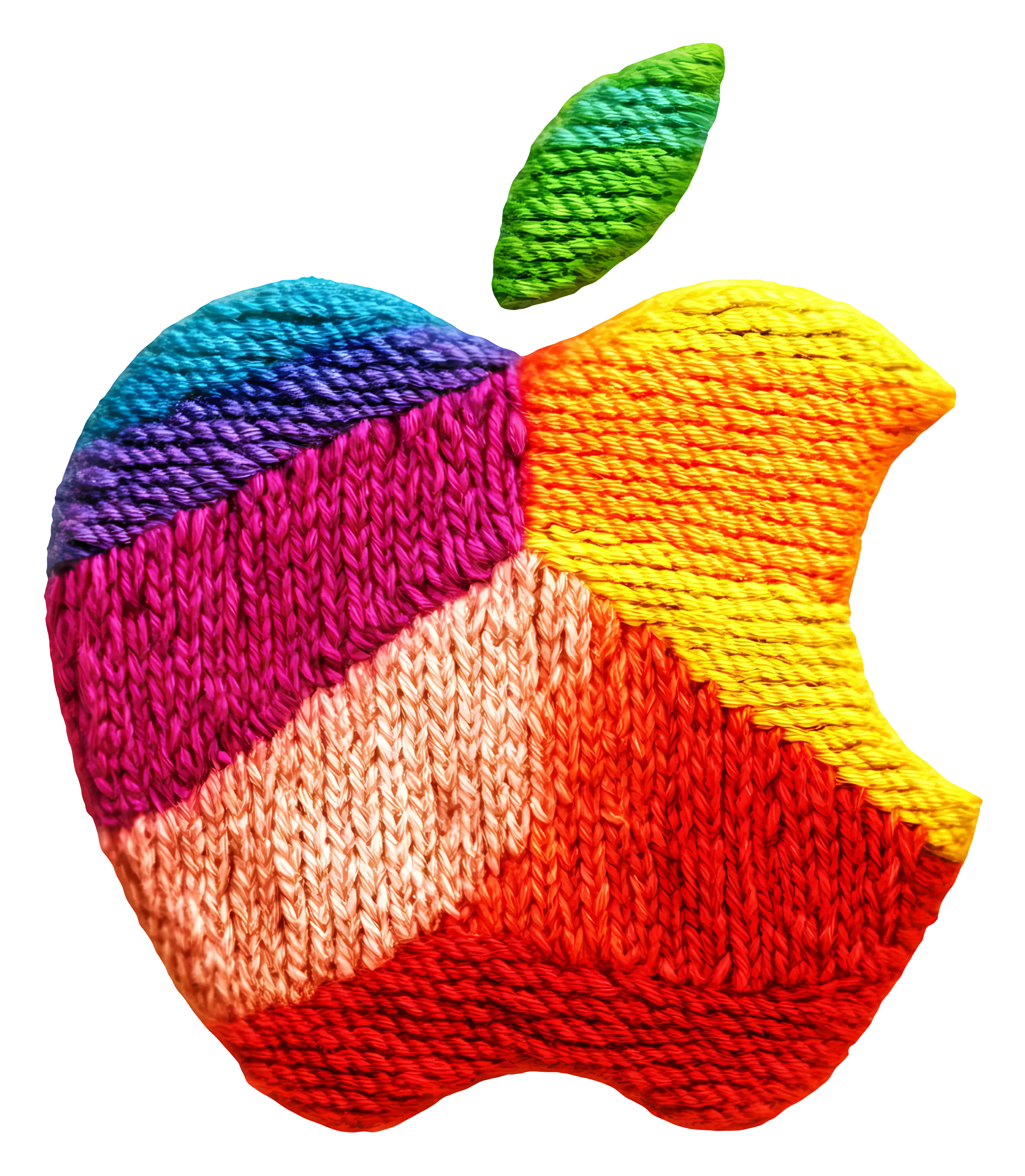 Colorful knitted apple