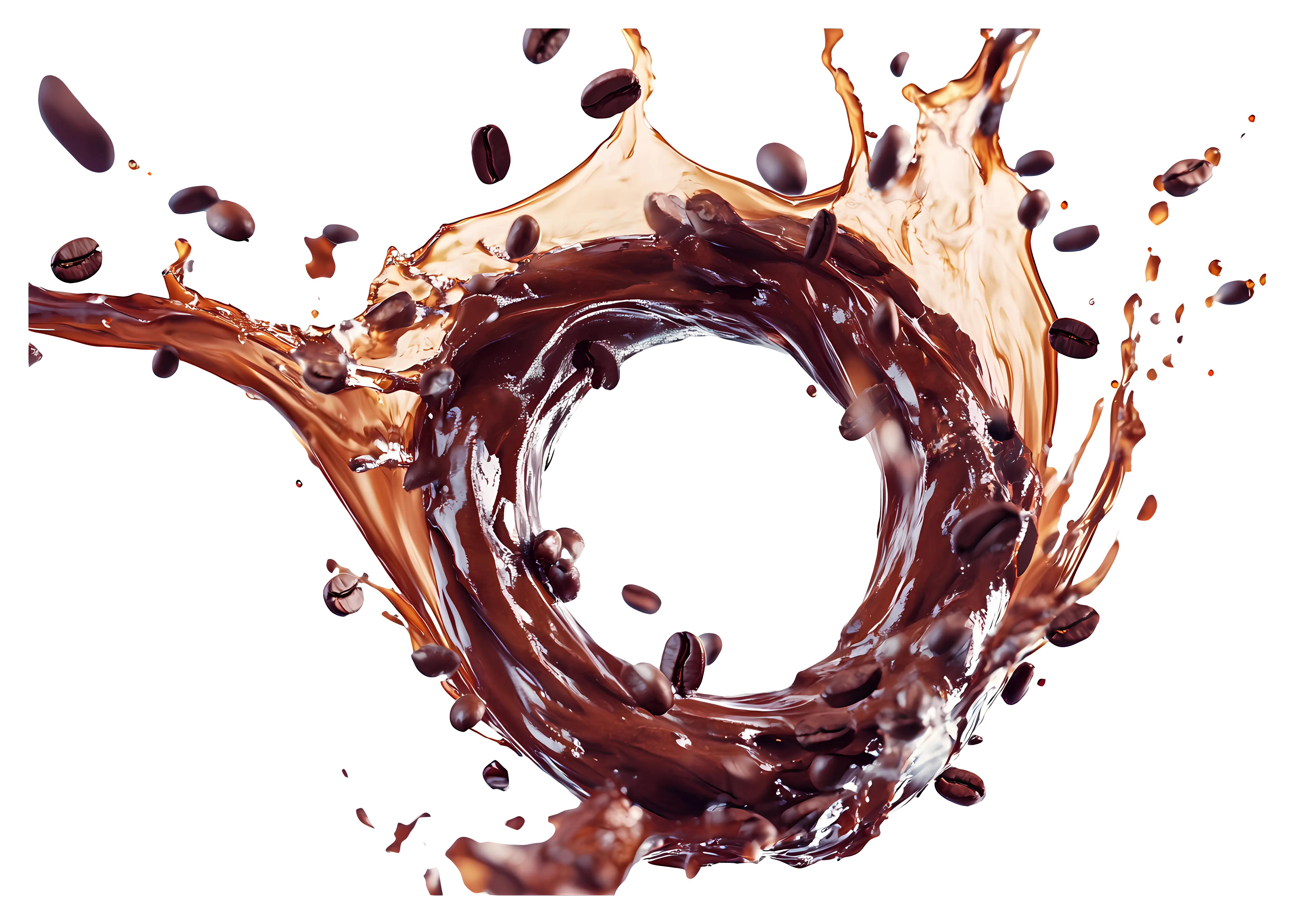 Dynamic Coffee Splash with Beans