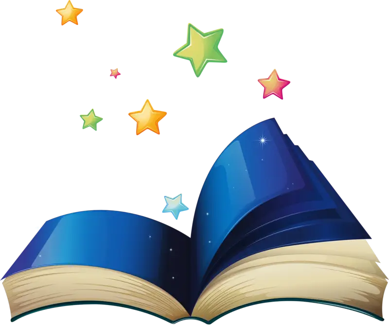 Magical Open Book with Stars