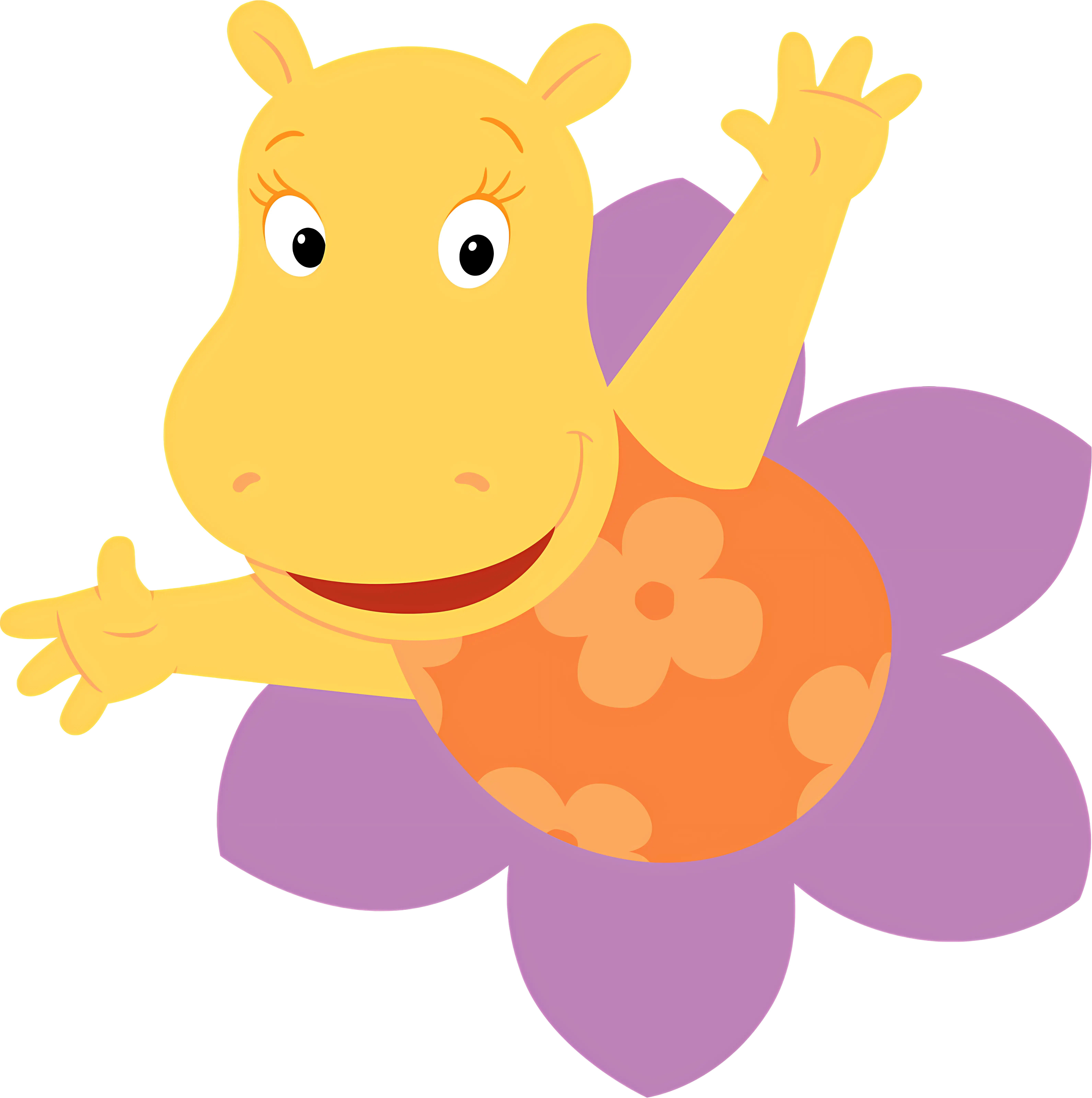 Yellow Hippo Cartoon Illustration