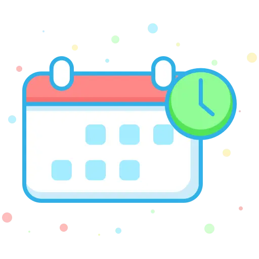 Calendar with Clock Icon for Scheduling