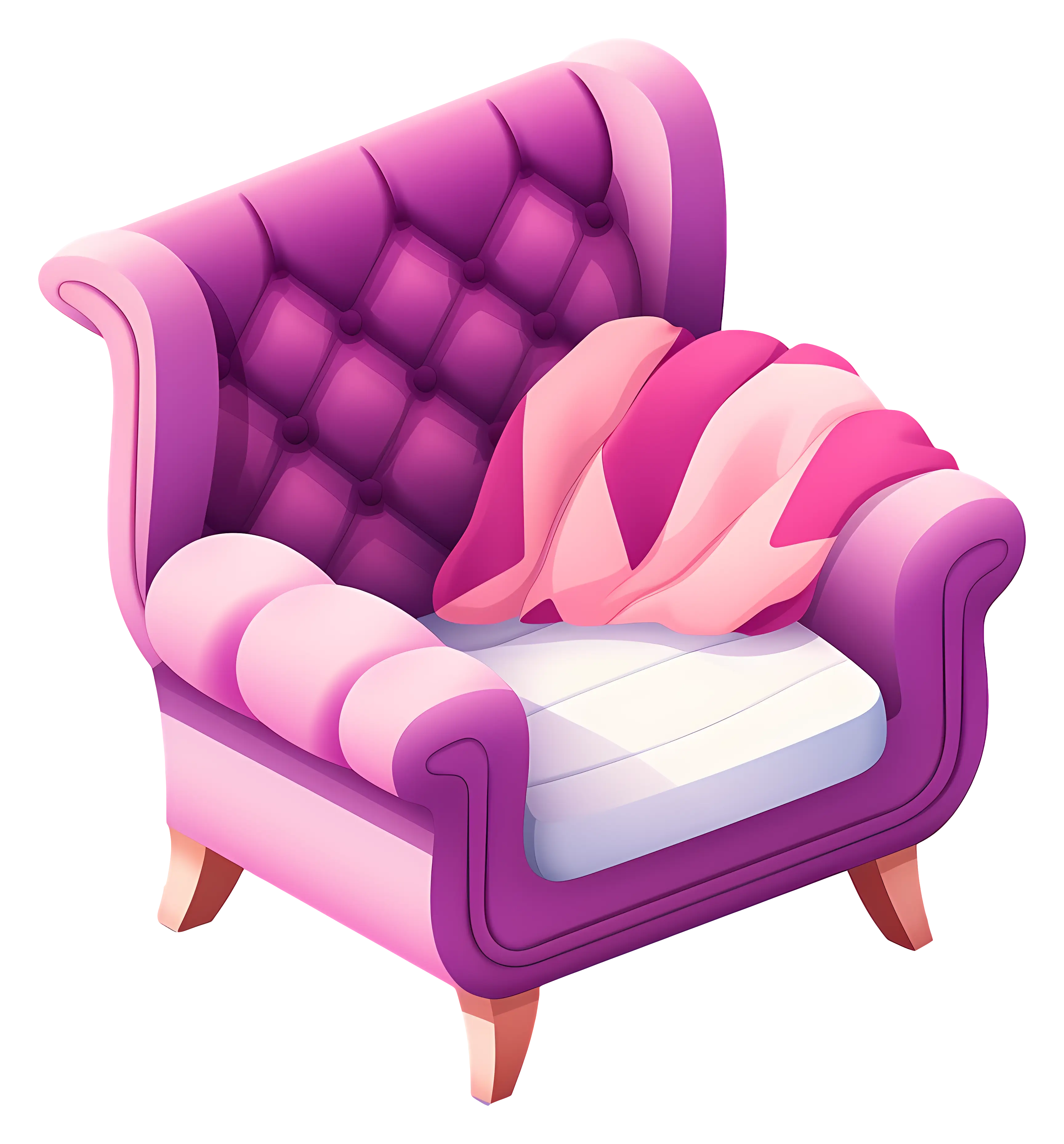 Purple Armchair with Blanket
