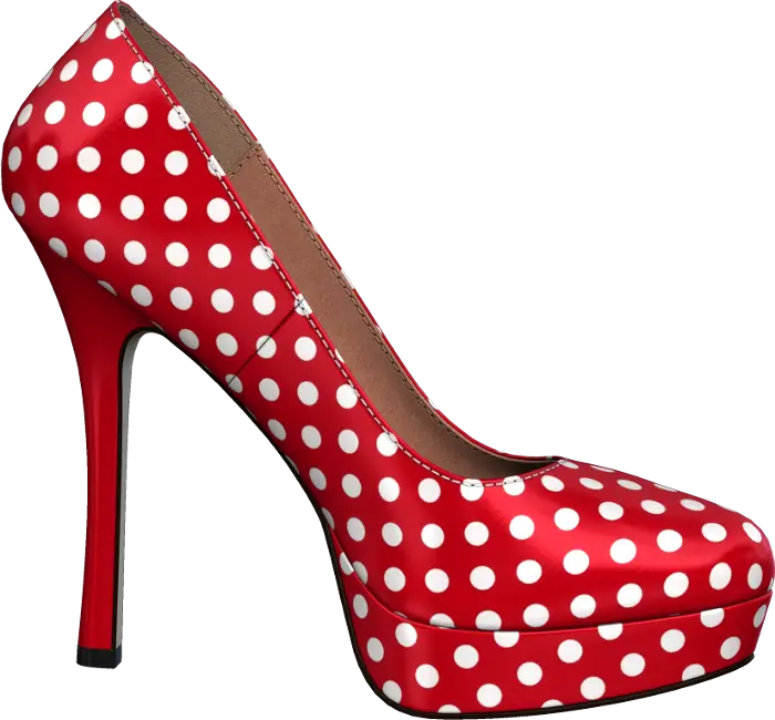 Red High Heel Shoe with Polka Dot Pattern