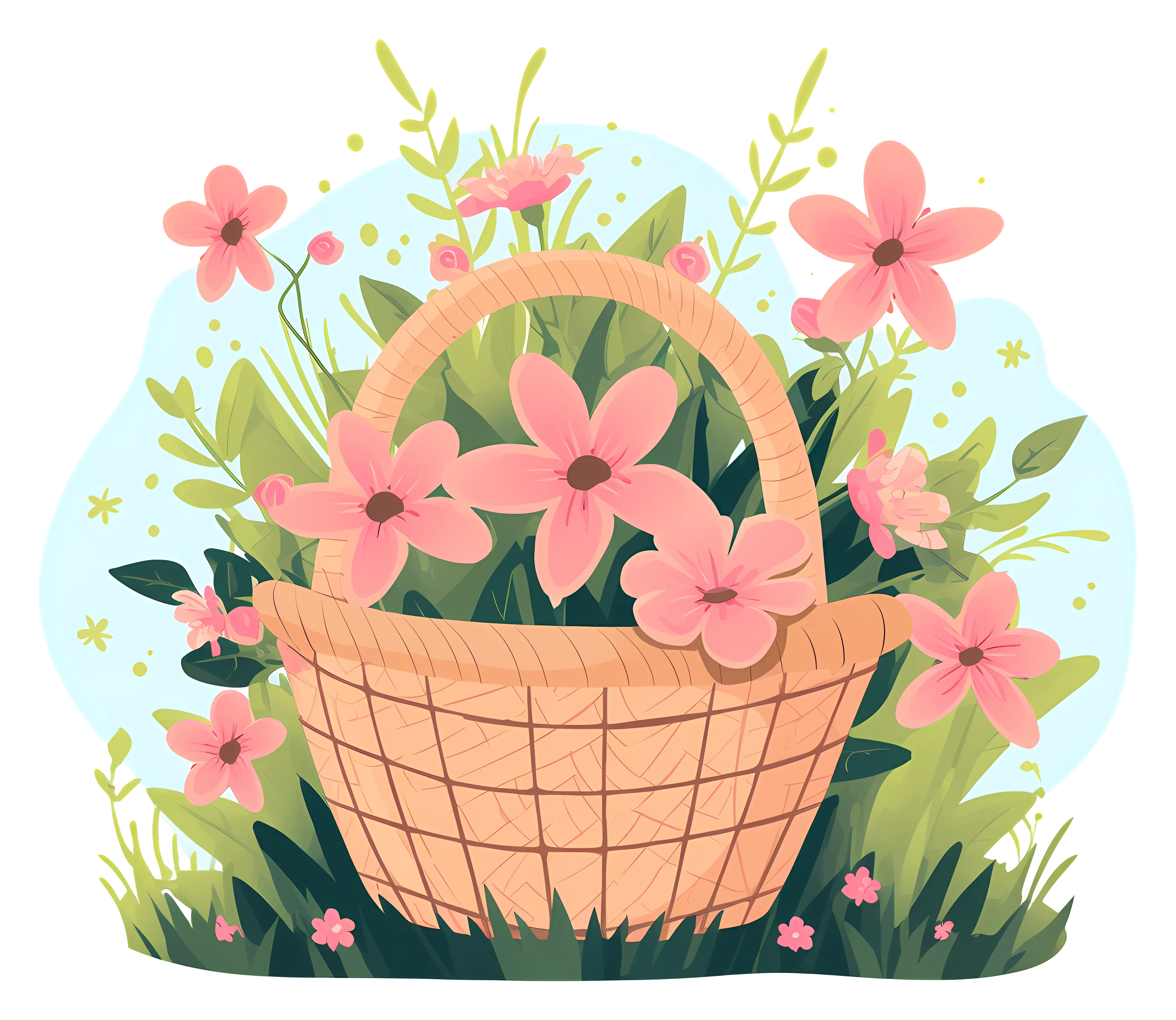 Flower Basket with Pink Flowers