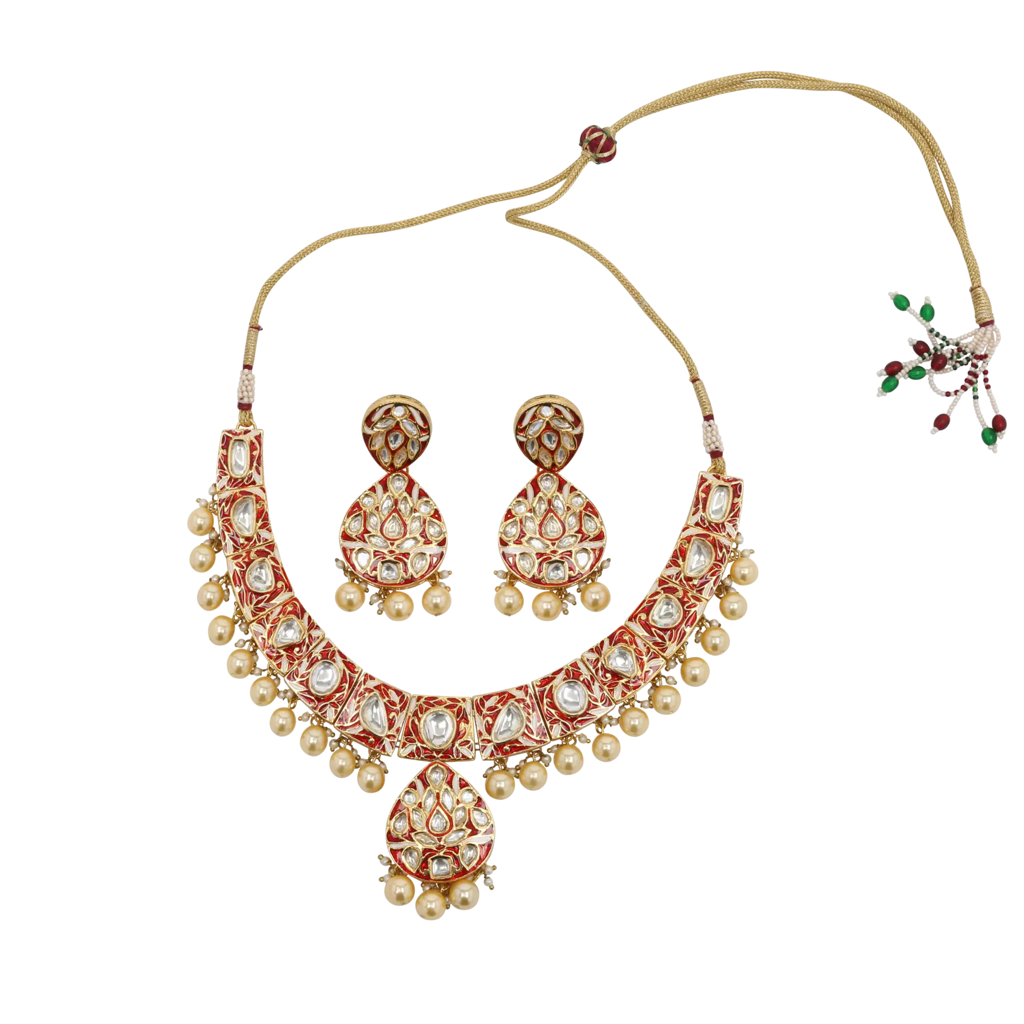 Elegant Golden Jewelry Set with Pearls
