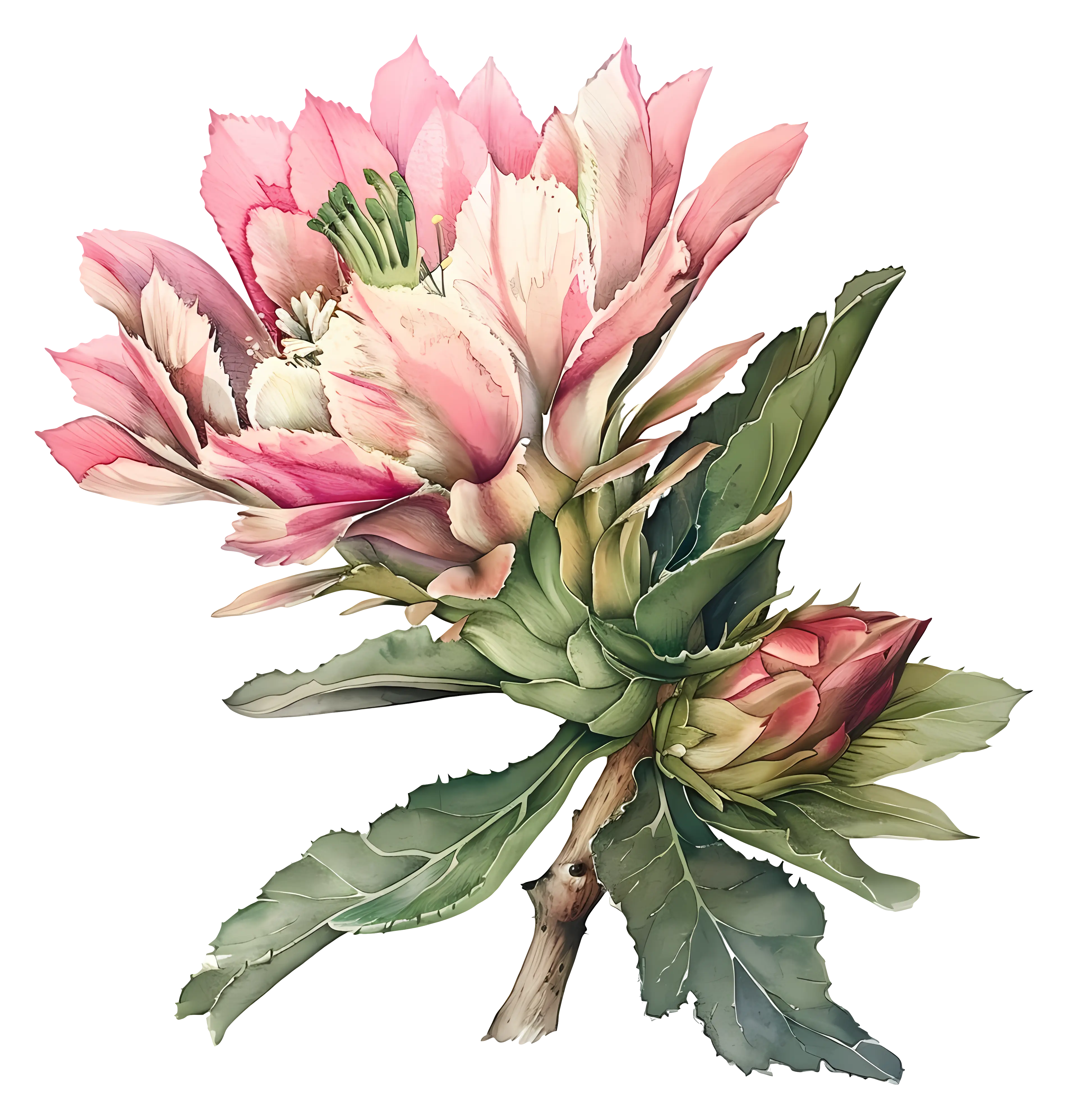 Elegant Pink Flower Bouquet Illustration