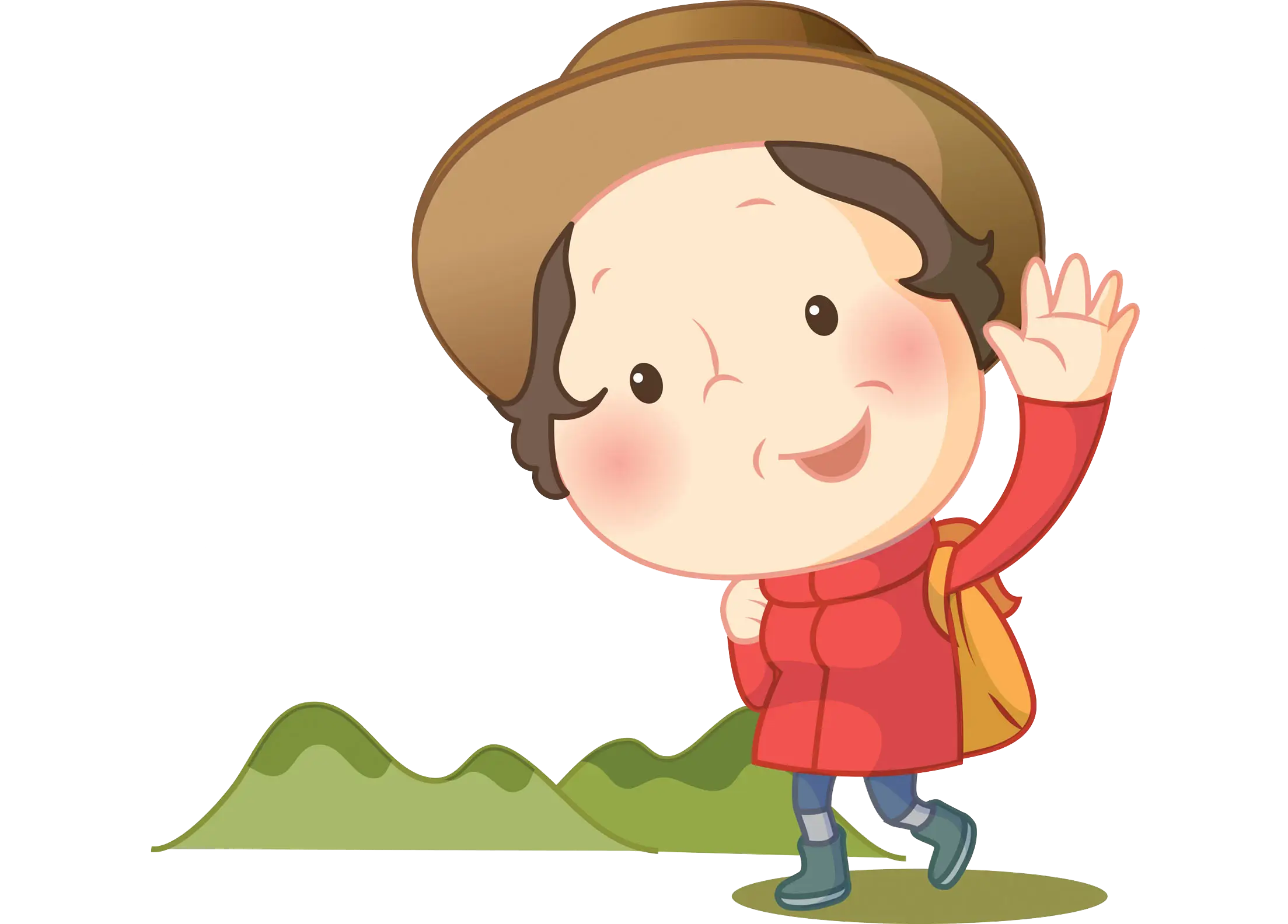 Cute Cartoon Hiker on Adventure