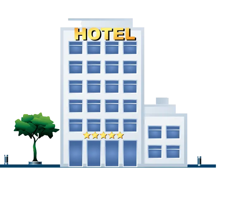 Hotel Building Cartoon Illustration